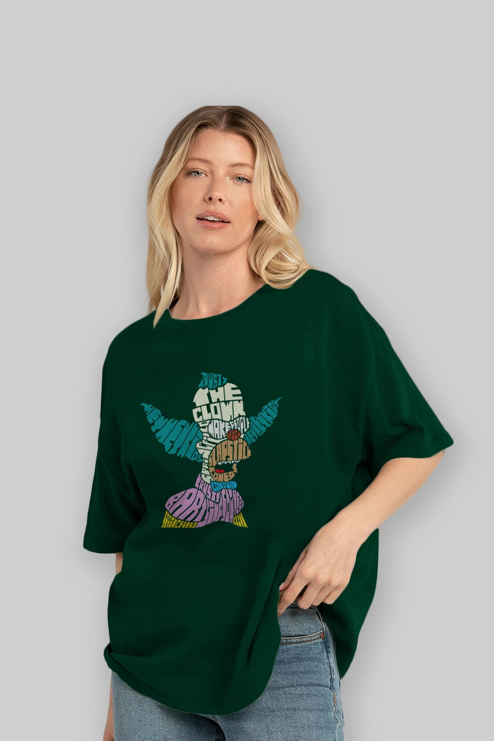 Krusty Clown Ön Baskılı Oversize t-shirt %100 pamuk Erkek Kadın Unisex