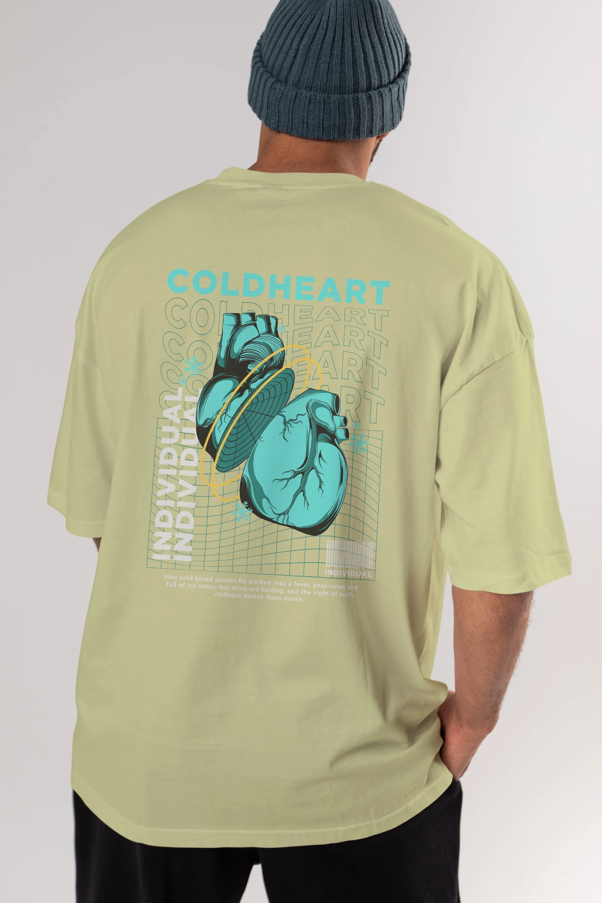 Cold Heart Arka Baskılı Oversize t-shirt Erkek Kadın Unisex