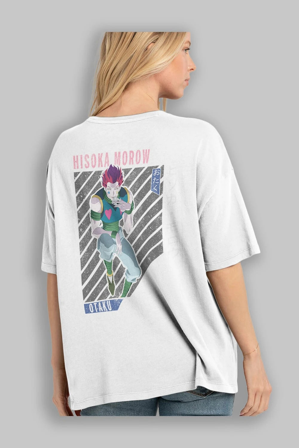 Hisoka Morow 2 2 Anime Arka Baskılı Oversize t-shirt Erkek Kadın Unisex