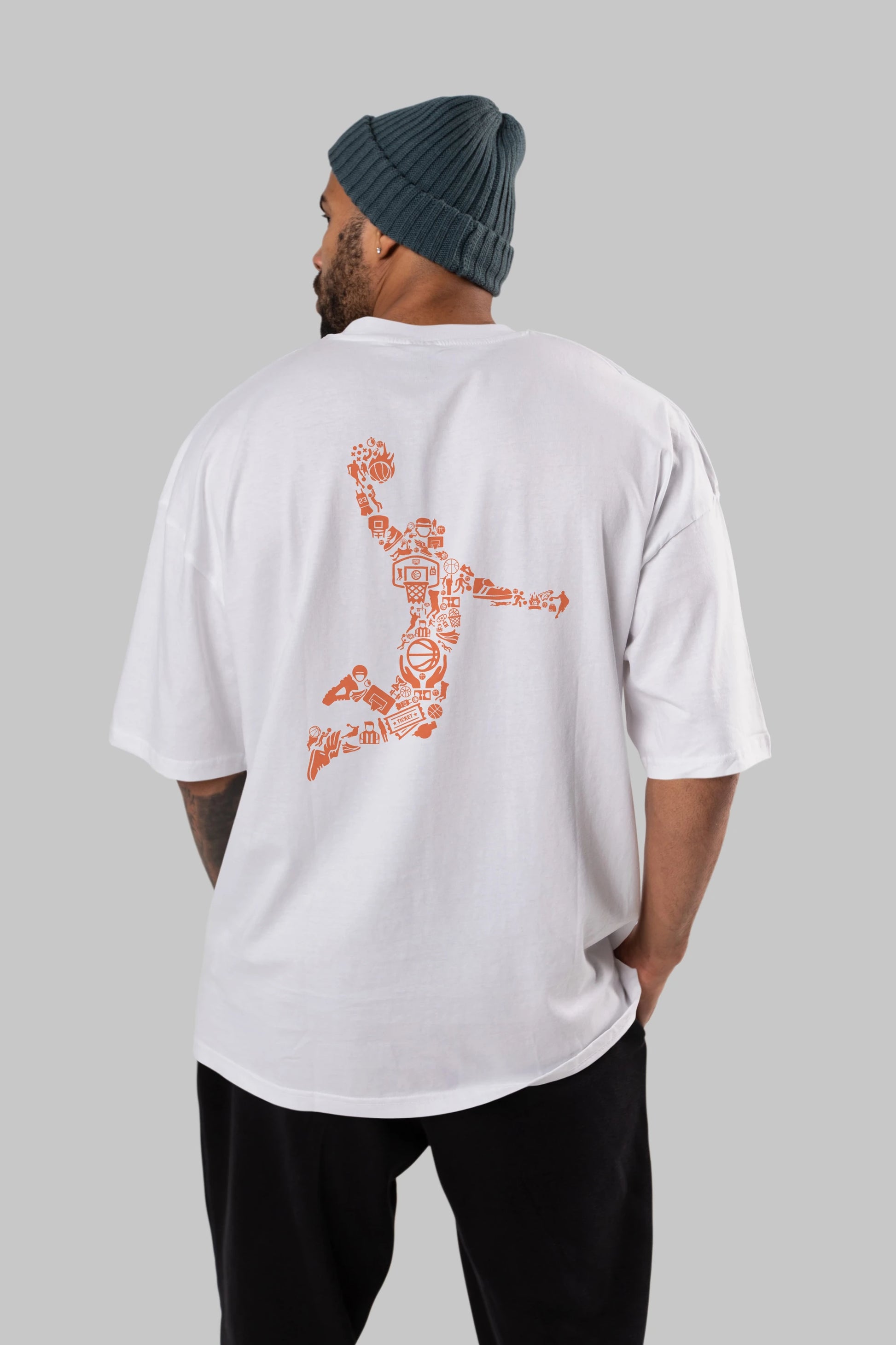 Basketball Player Arka Baskılı Oversize t-shirt %100 pamuk Erkek Kadın Unisex