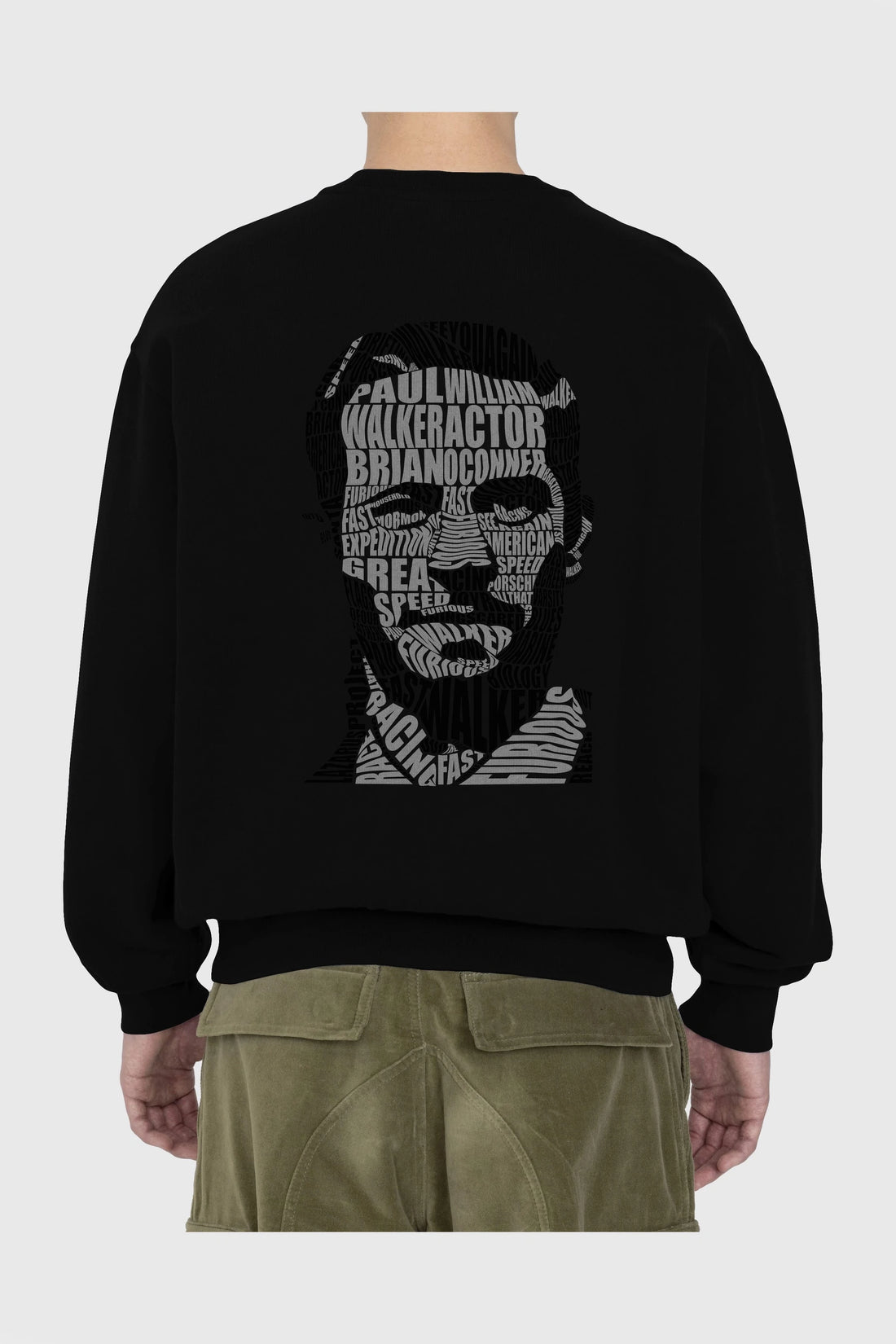 Paul Walker Calligram Arka Baskılı Oversize Sweatshirt Erkek Kadın Unisex