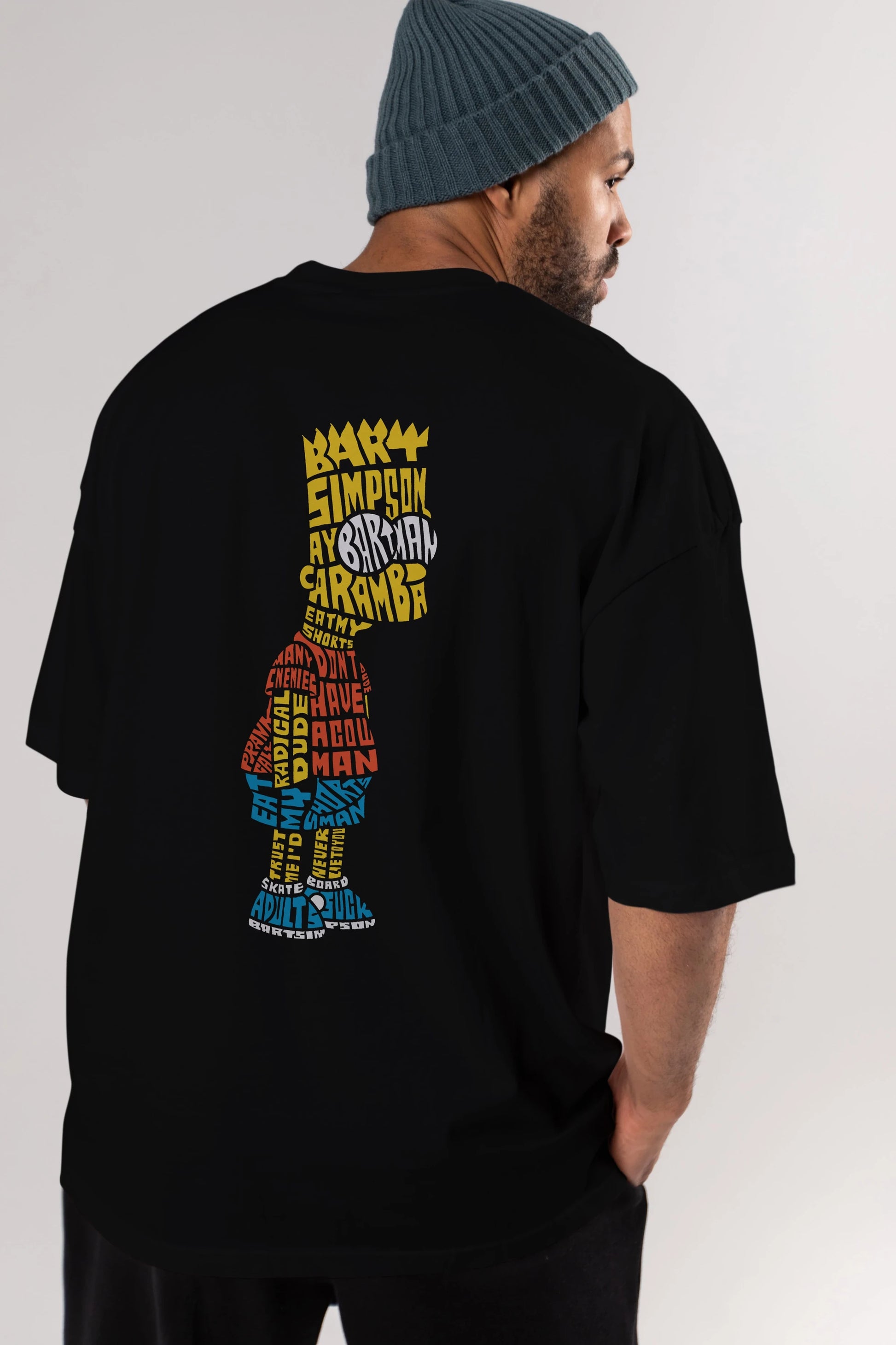 Bart Simpson Arka Baskılı Oversize t-shirt %100 pamuk Erkek Kadın Unisex