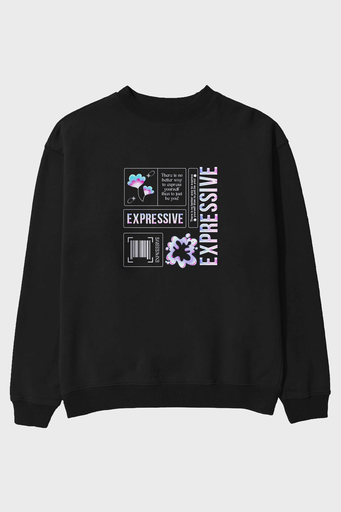 Expressive Streetwear Ön Baskılı Oversize Sweatshirt Erkek Kadın Unisex