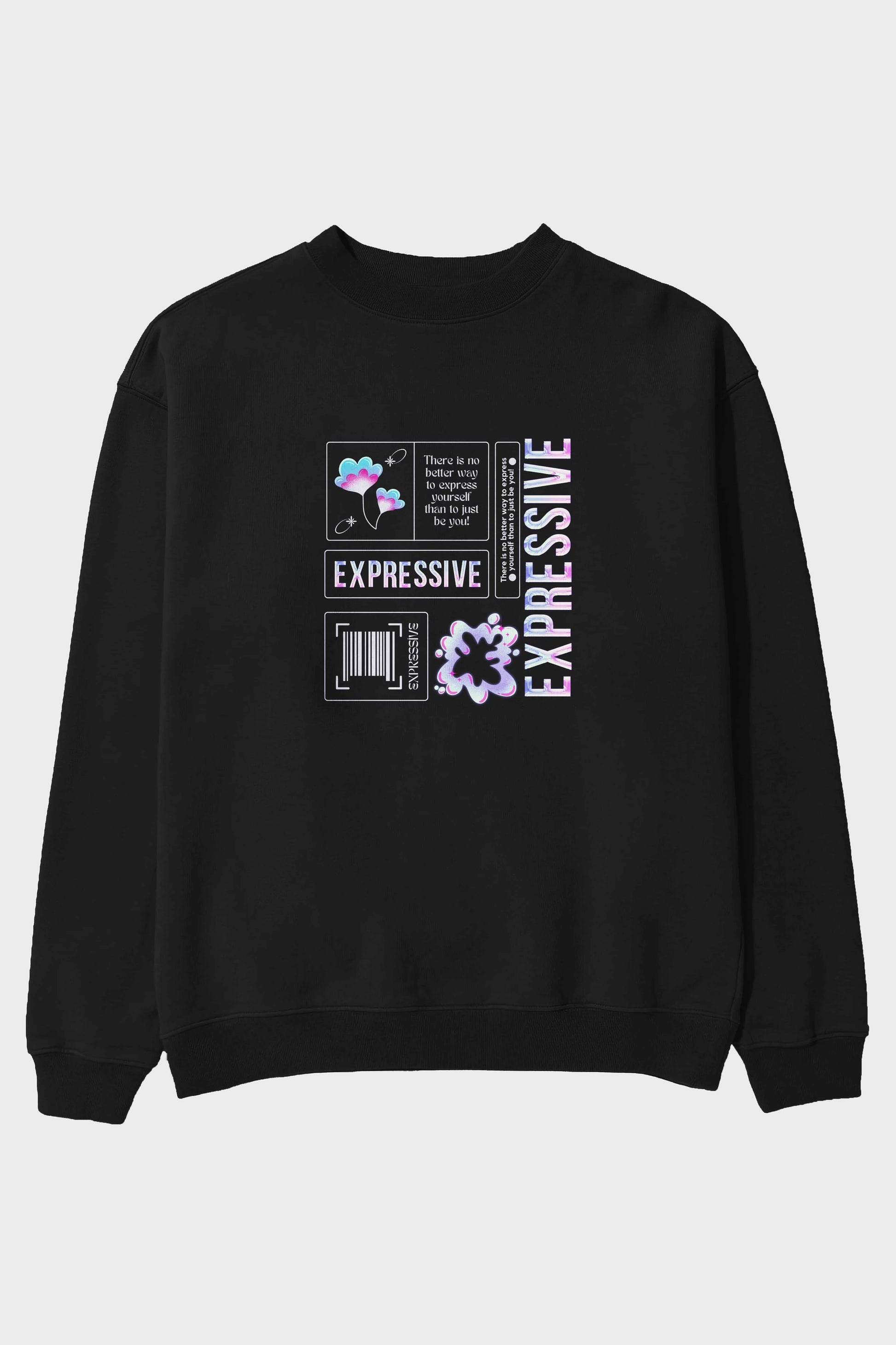 Expressive Streetwear Ön Baskılı Oversize Sweatshirt Erkek Kadın Unisex