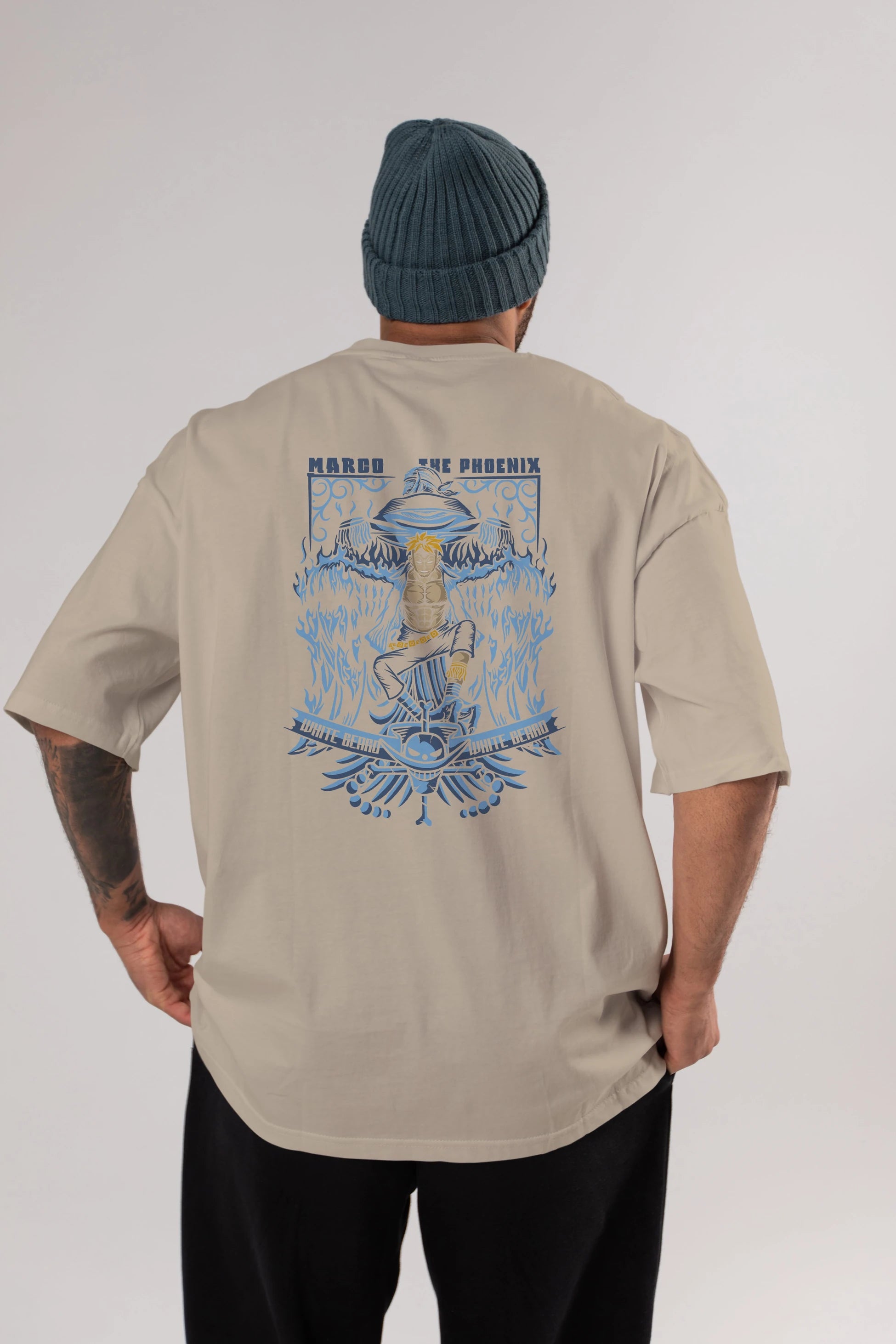 Marco the Phoenix Anime Arka Baskılı Oversize t-shirt Erkek Kadın Unisex %100 pamuk tişort