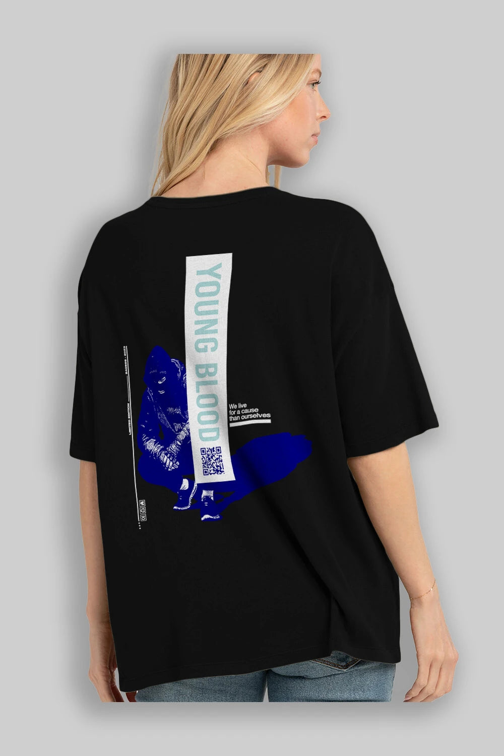 Young Blood Arka Baskılı Oversize t-shirt Erkek Kadın Unisex
