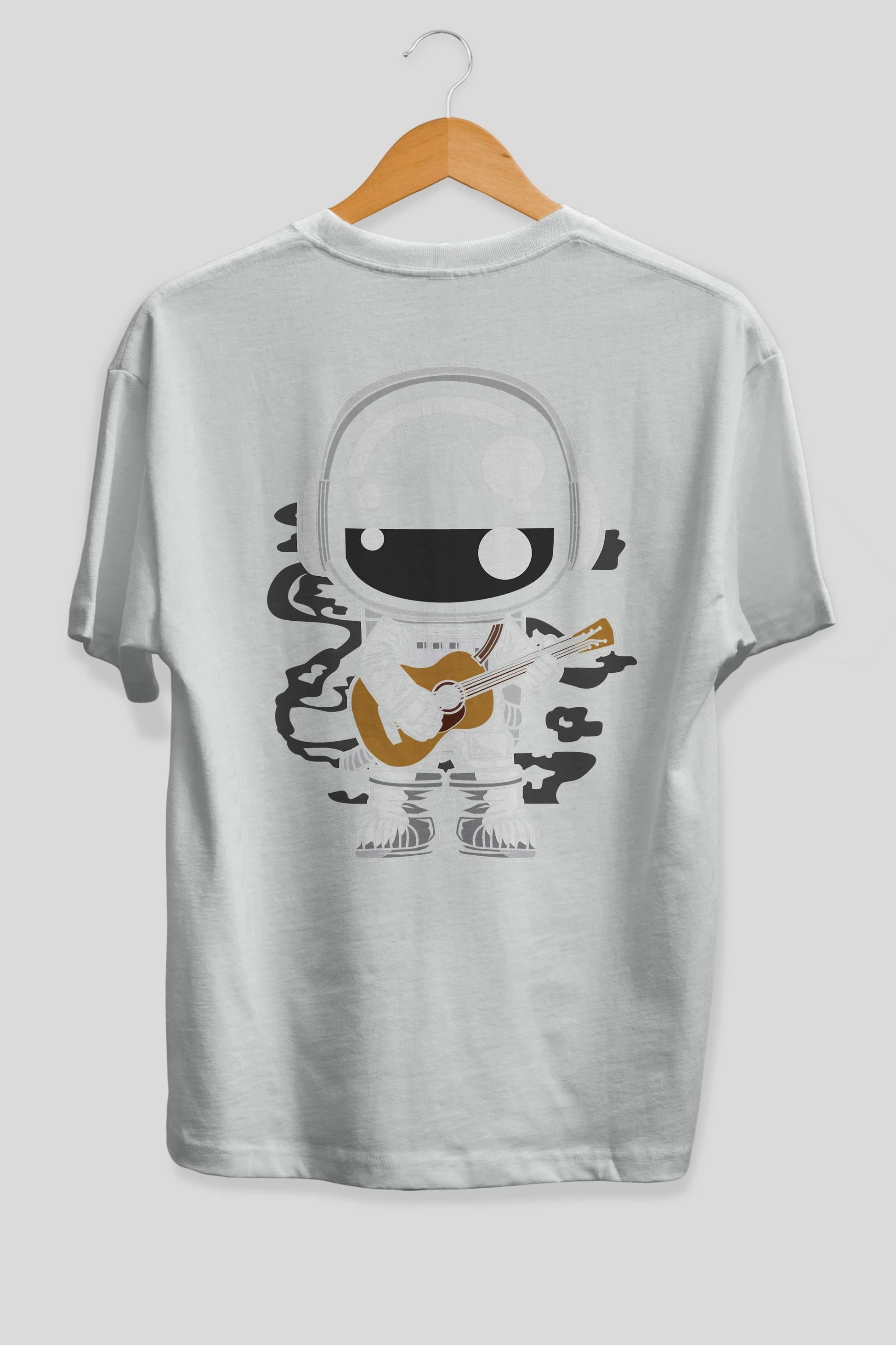 Astronaut Acoustic Guitar Arka Baskılı Oversize t-shirt Erkek Kadın Unisex