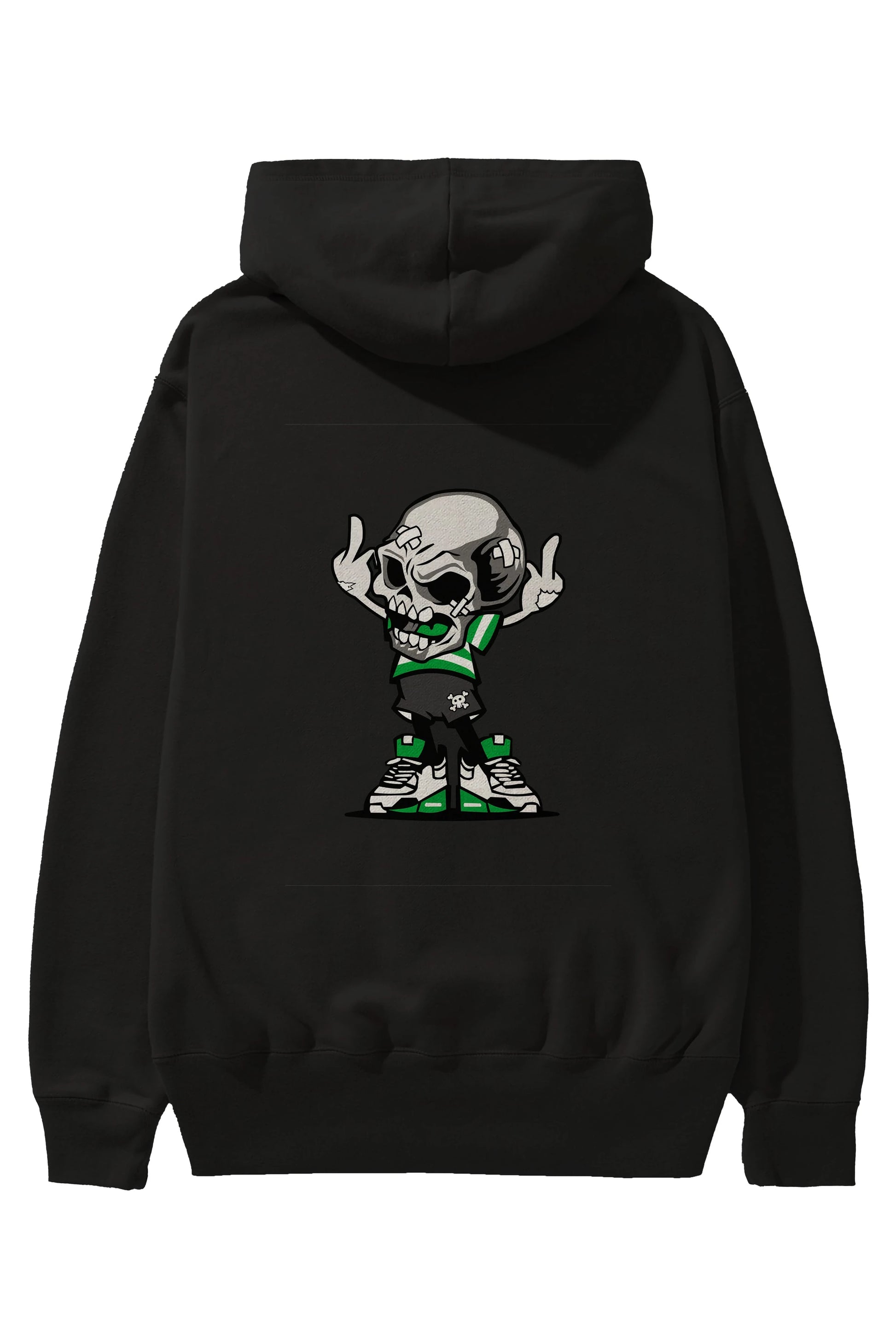 Skull F Hand Arka Baskılı Hoodie Oversize Kapüşonlu Sweatshirt Erkek Kadın Unisex