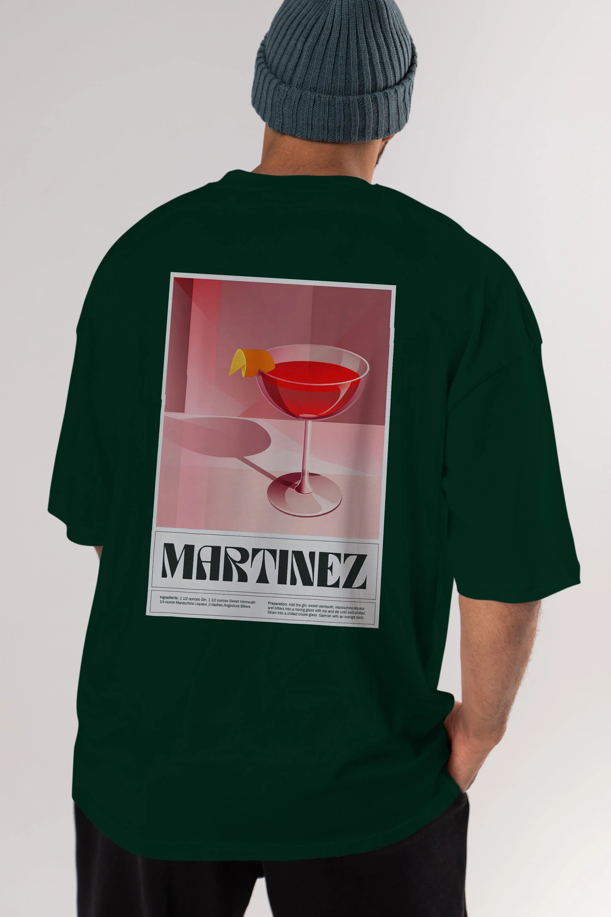Martinez Arka Baskılı Oversize t-shirt Erkek Kadın Unisex %100 Pamuk Bisiklet Yaka tişort