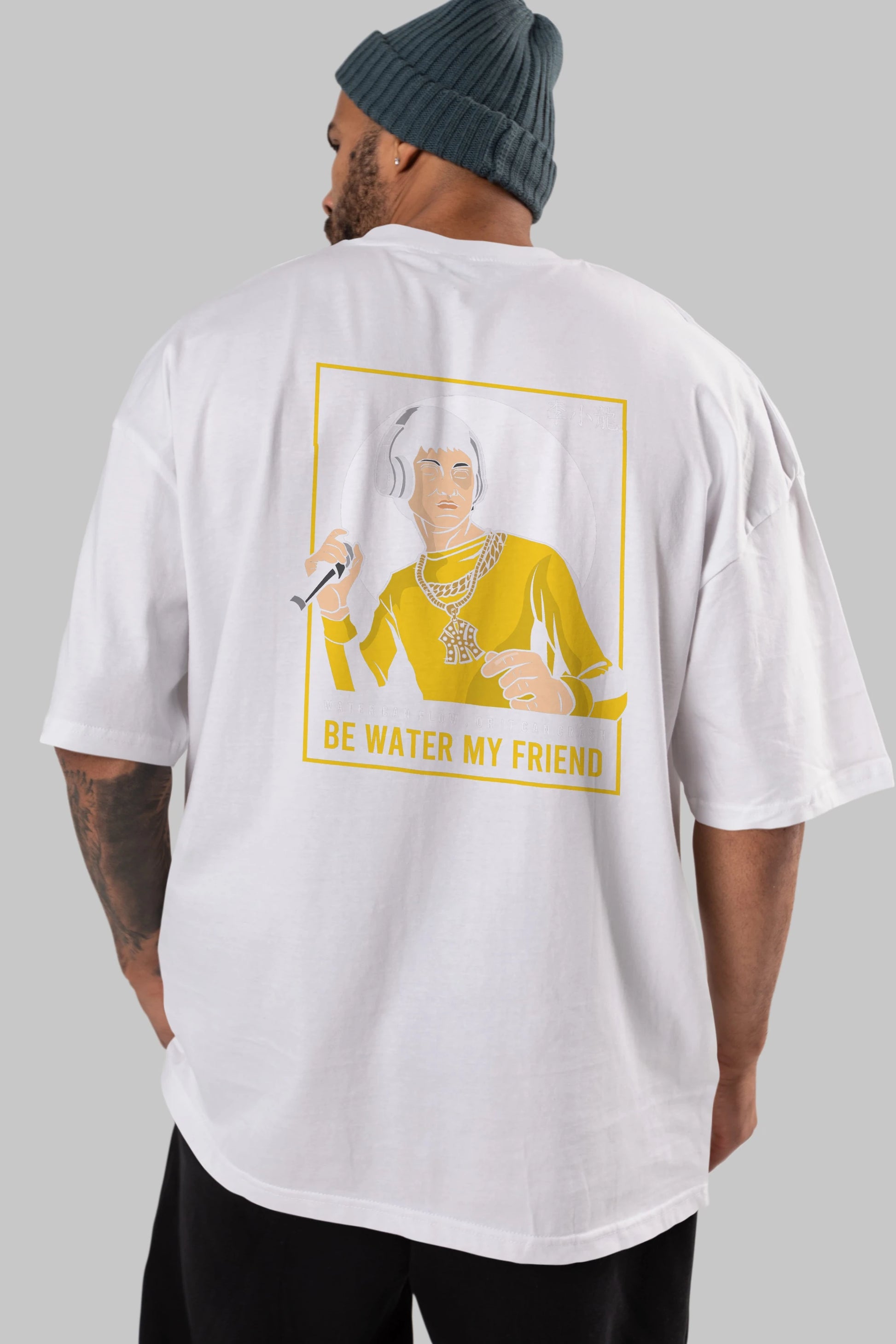 Bruce Lee Rapper Arka Baskılı Oversize t-shirt Erkek Kadın Unisex %100 Pamuk tişort