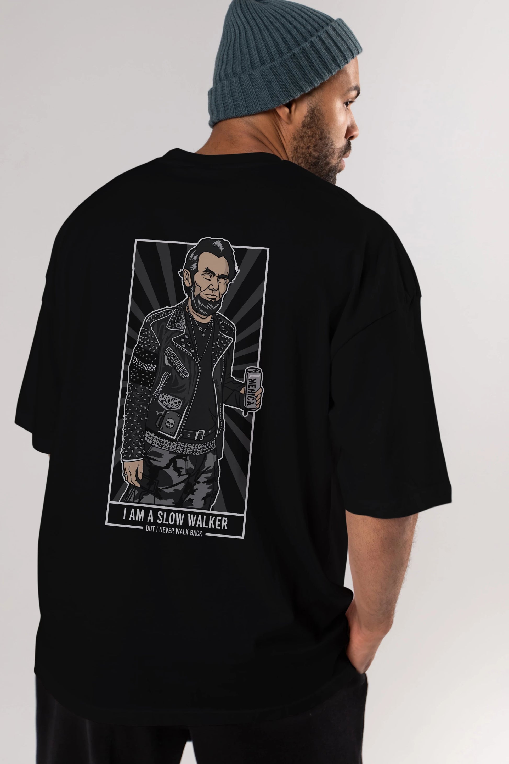 Lincoln Street Punk Arka Baskılı Oversize t-shirt Erkek Kadın Unisex %100 Pamuk tişort