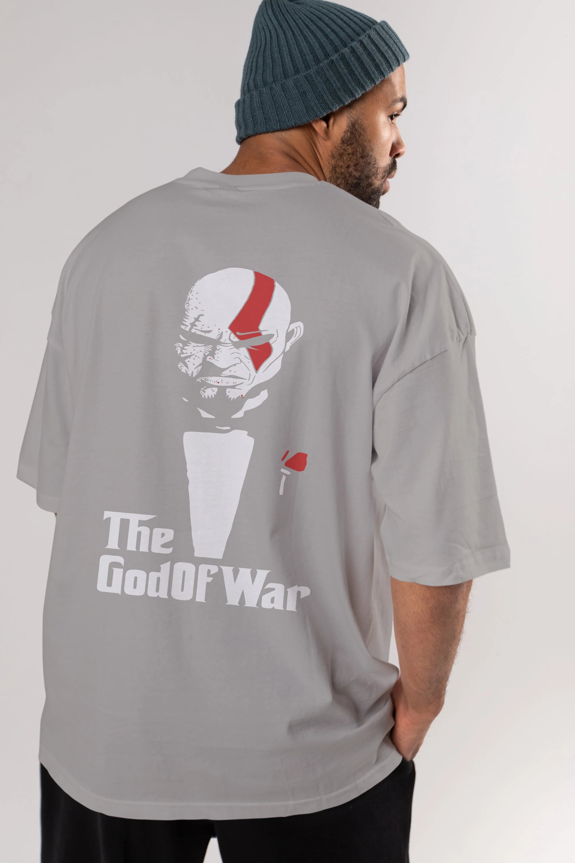 The God of War Arka Baskılı Oversize t-shirt Erkek Kadın Unisex %100 Pamuk Bisiklet Yaka tişort
