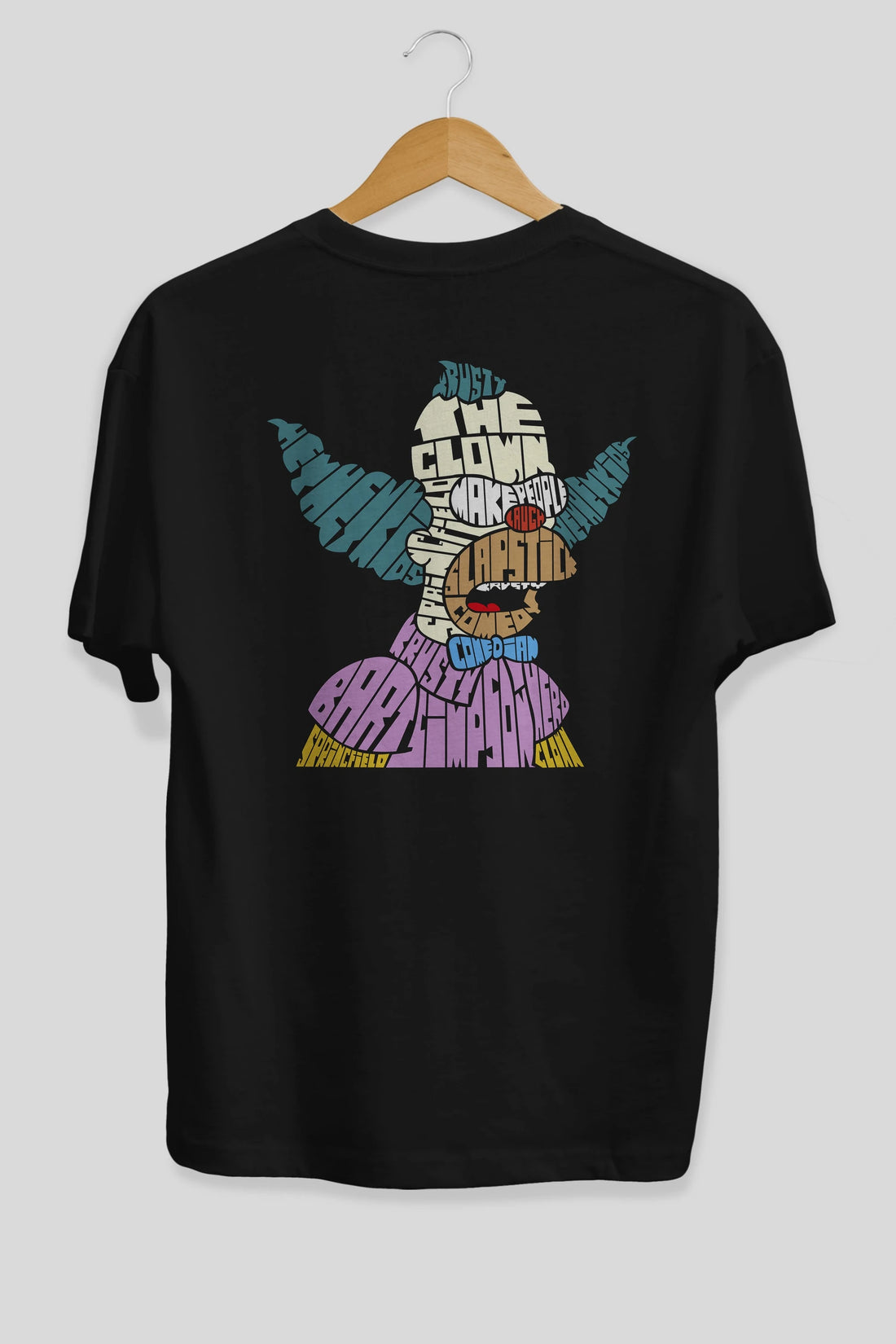 Krusty Clown Arka Baskılı Oversize t-shirt %100 pamuk Erkek Kadın Unisex