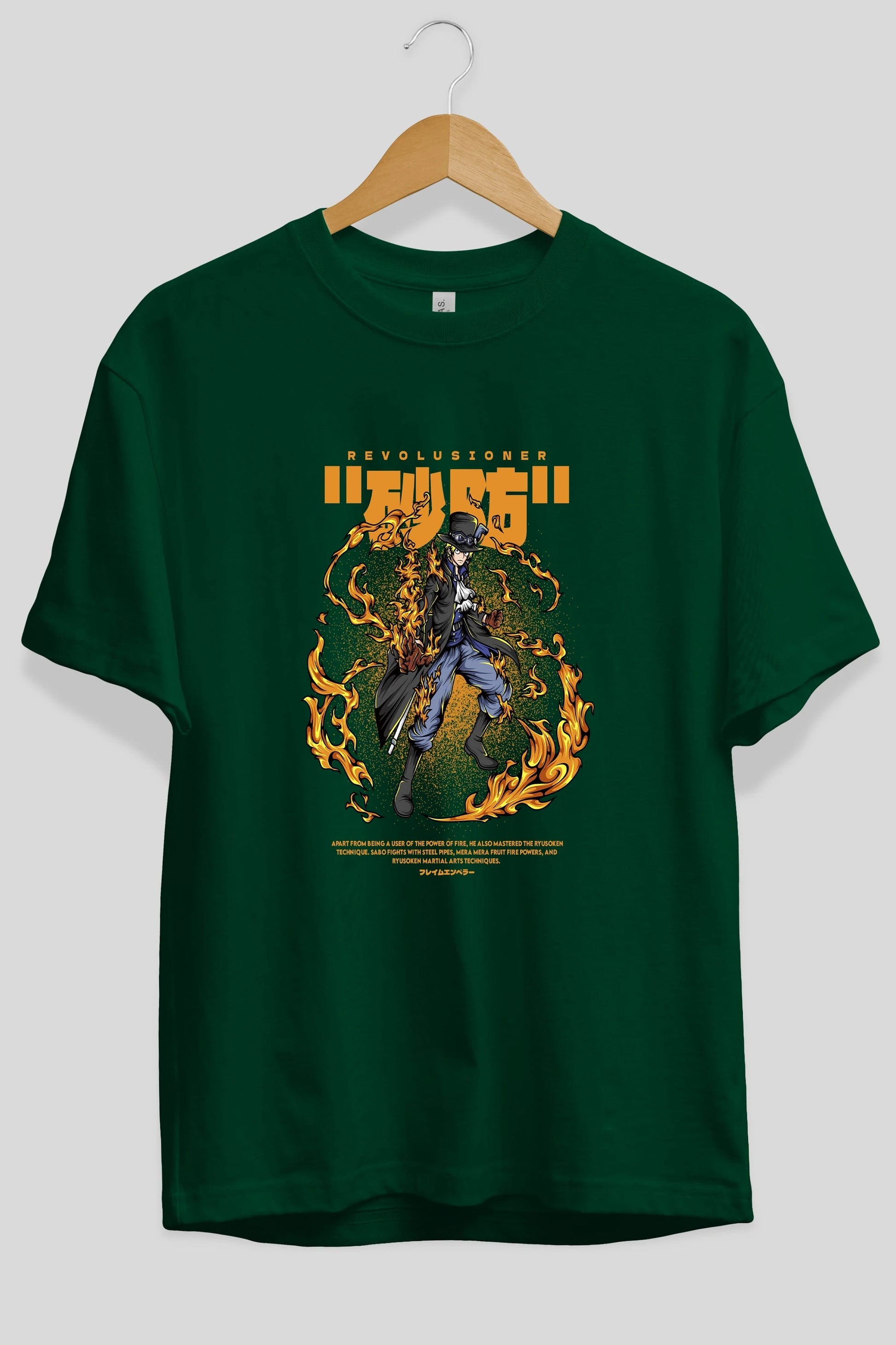 Revolusioner Sabo Anime Ön Baskılı Oversize t-shirt %100 pamuk Erkek Kadın Unisex