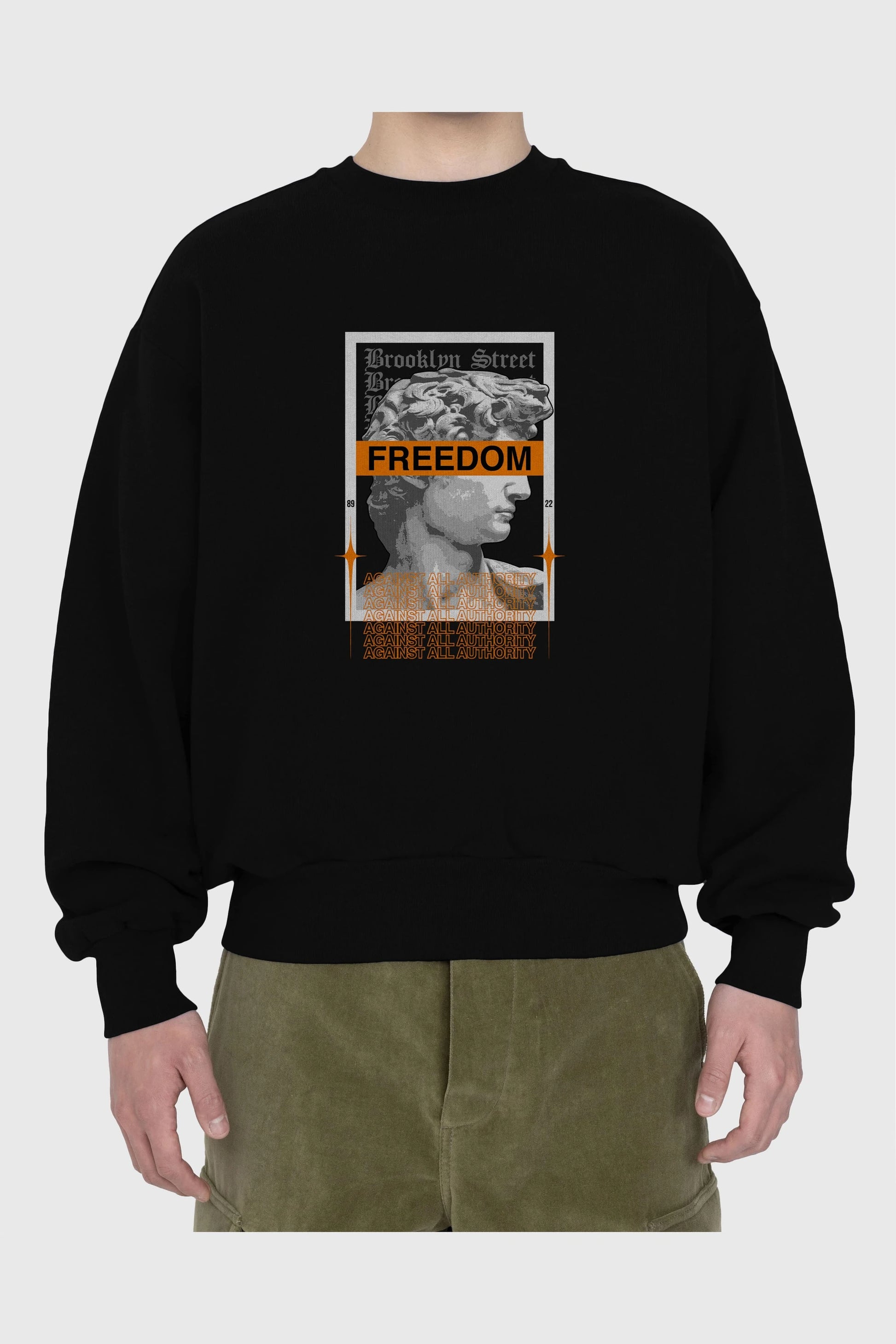 Brooklyn Street Ön Baskılı Oversize Sweatshirt Erkek Kadın Unisex