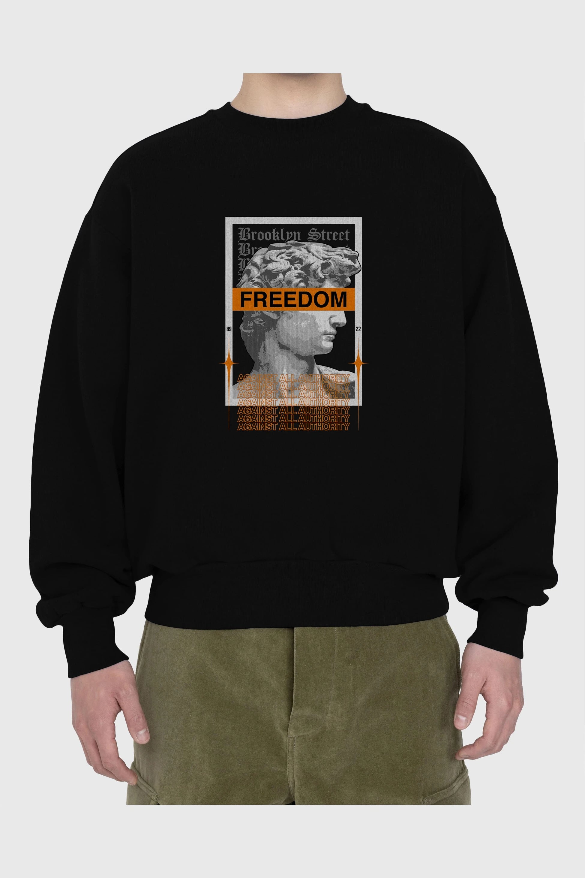 Brooklyn Street Ön Baskılı Oversize Sweatshirt Erkek Kadın Unisex