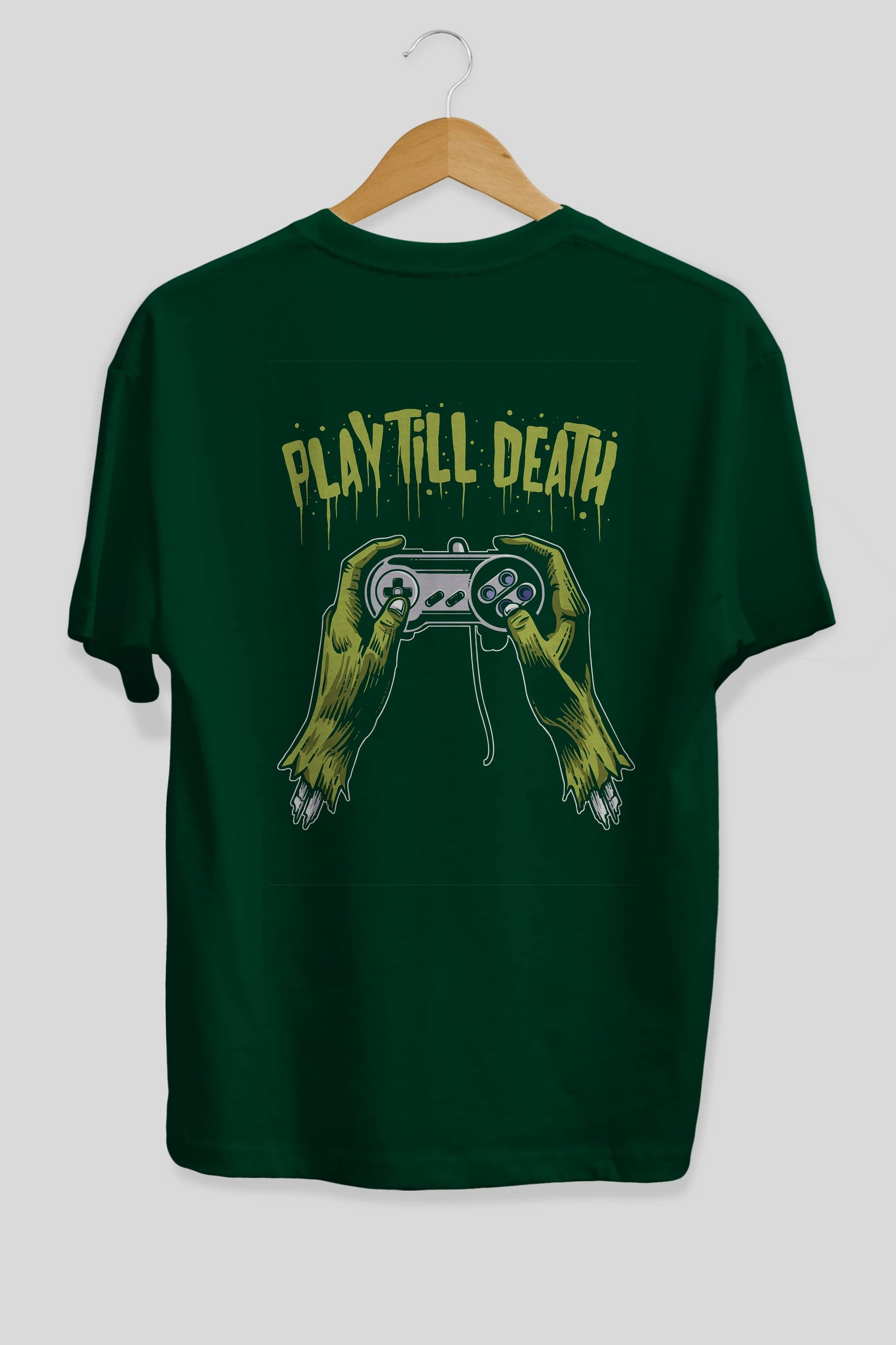 Play Till Death Arka Baskılı Oversize t-shirt Erkek Kadın Unisex %100 Pamuk