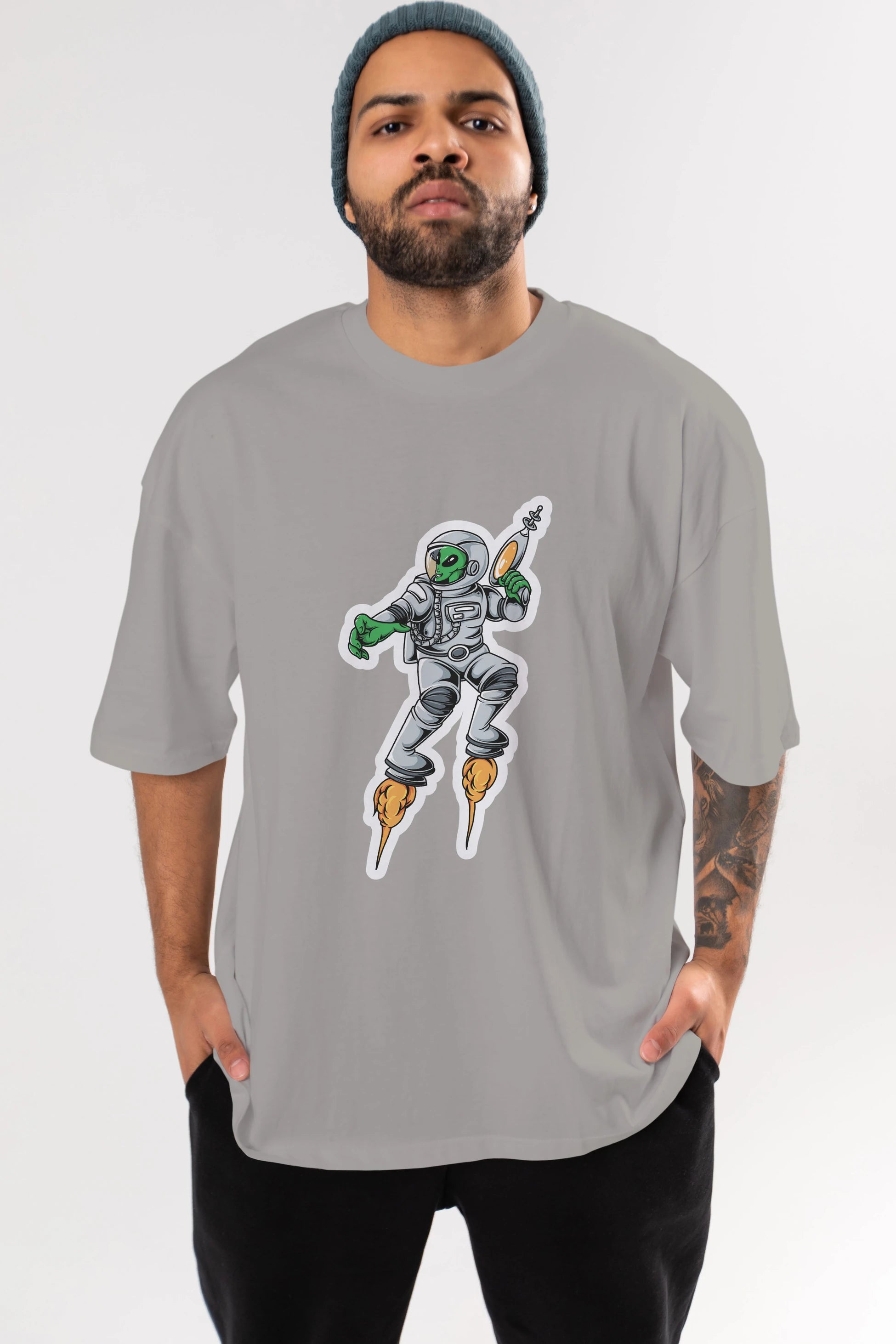 Alien Wars Sticker Ön Baskılı Oversize t-shirt Erkek Kadın Unisex