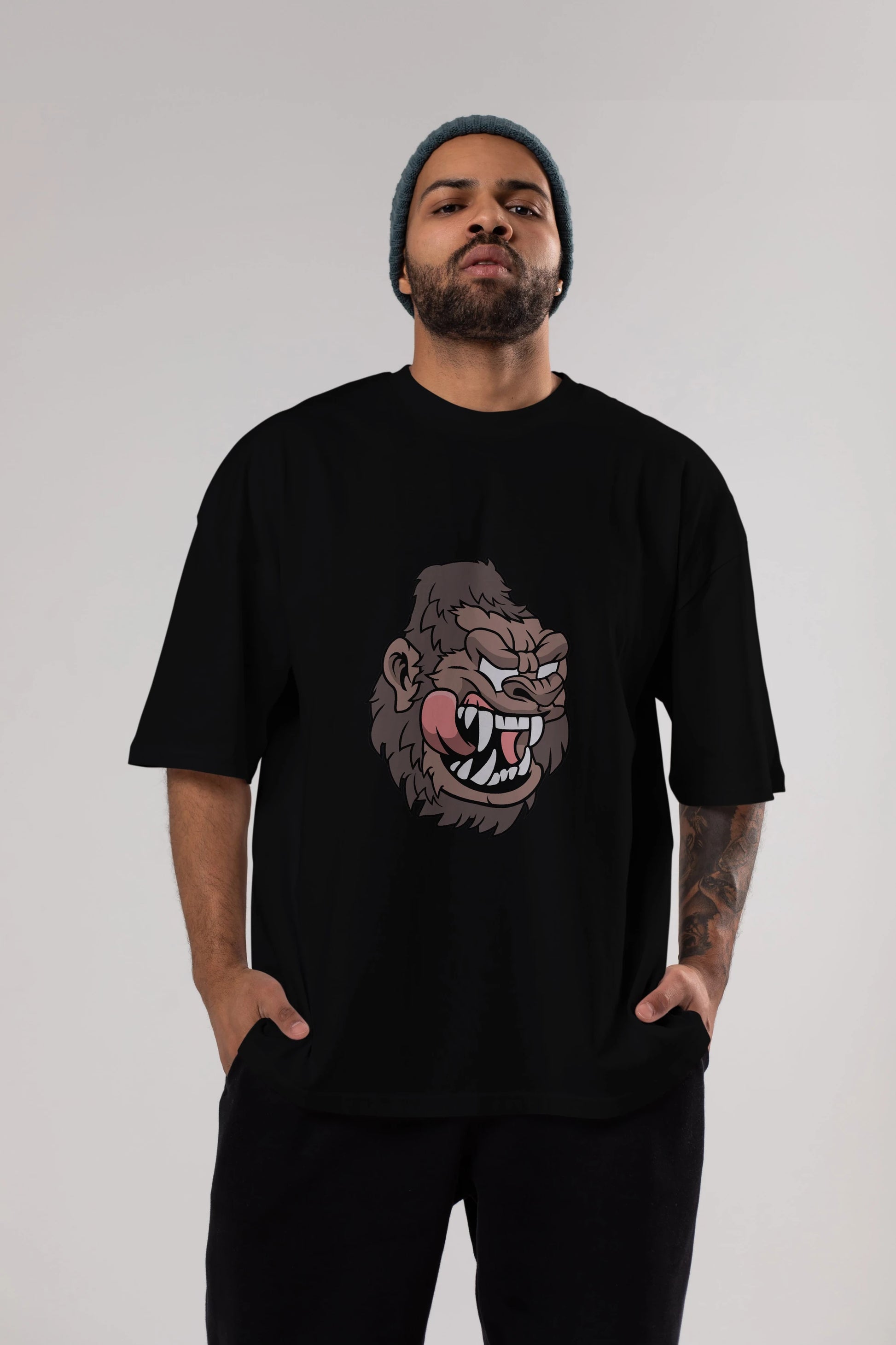 Big Gorilla Ön Baskılı Oversize t-shirt Erkek Kadın Unisex %100 Pamuk tişort