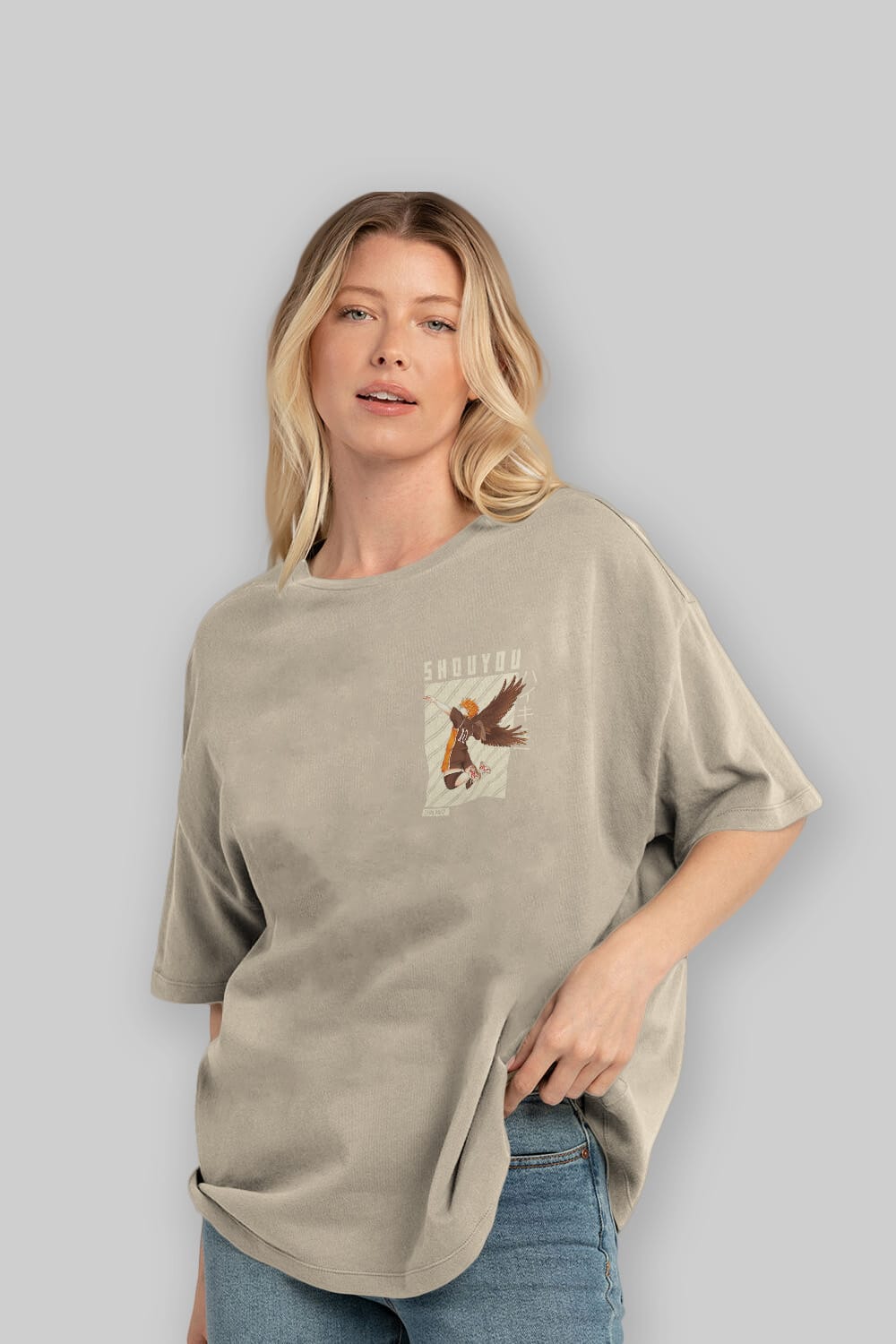 Shouyou Hinata 3 Ön Sol Baskılı Oversize t-shirt Erkek Kadın Unisex %100 Pamuk Bisiklet Yaka tişort