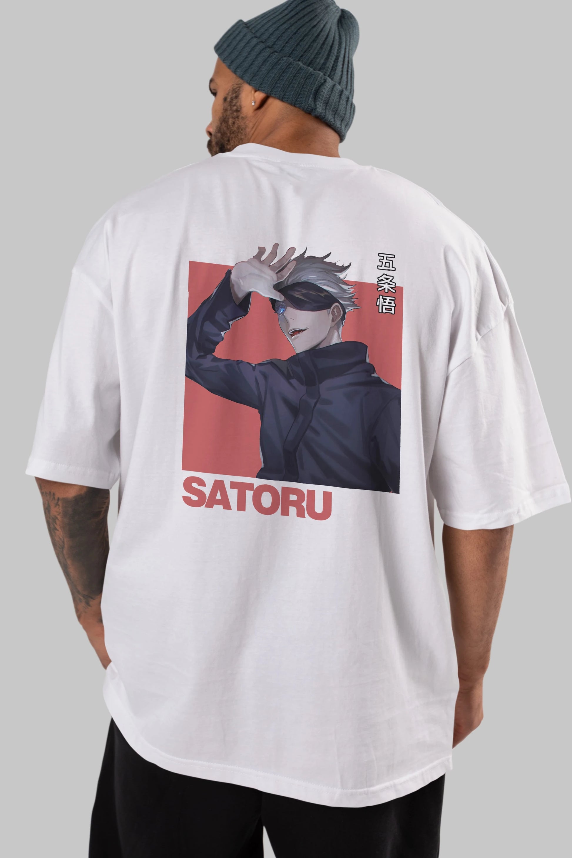 SATORU GOJO 2 Anime Arka Baskılı Oversize t-shirt Erkek Kadın Unisex