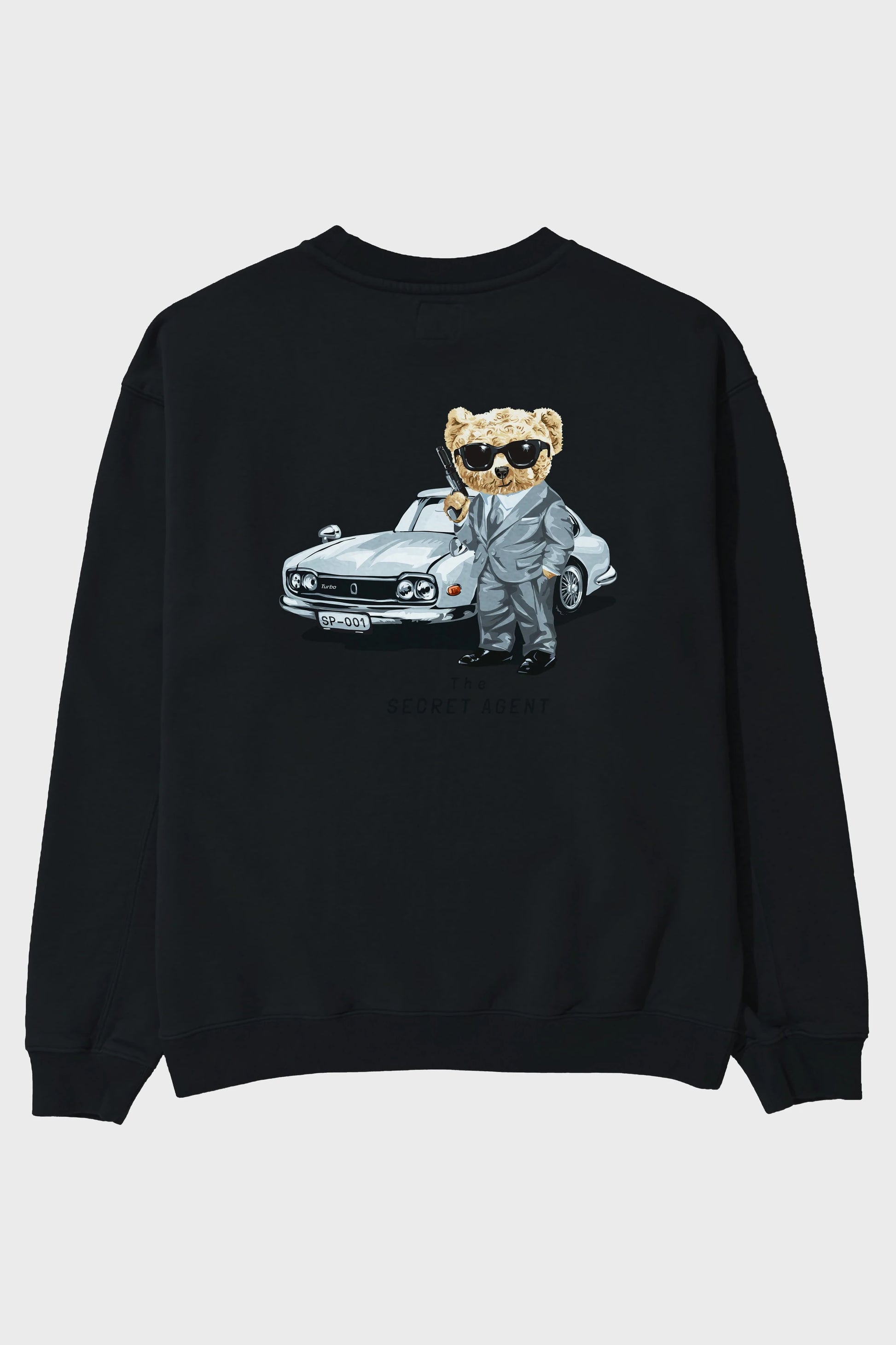 Teddy Bear The Secret Agent Arka Baskılı Oversize Sweatshirt Erkek Kadın Unisex