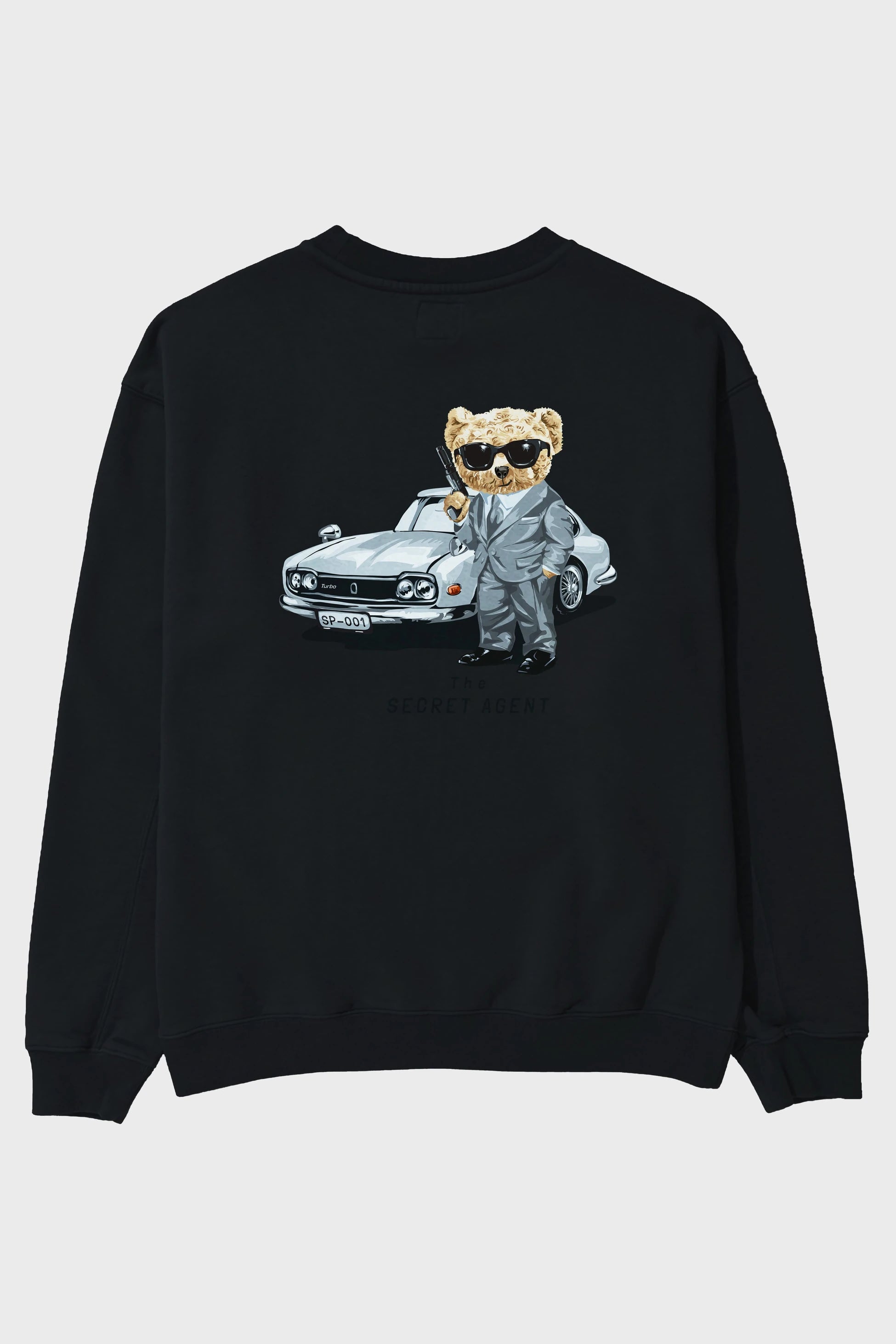 Teddy Bear The Secret Agent Arka Baskılı Oversize Sweatshirt Erkek Kadın Unisex