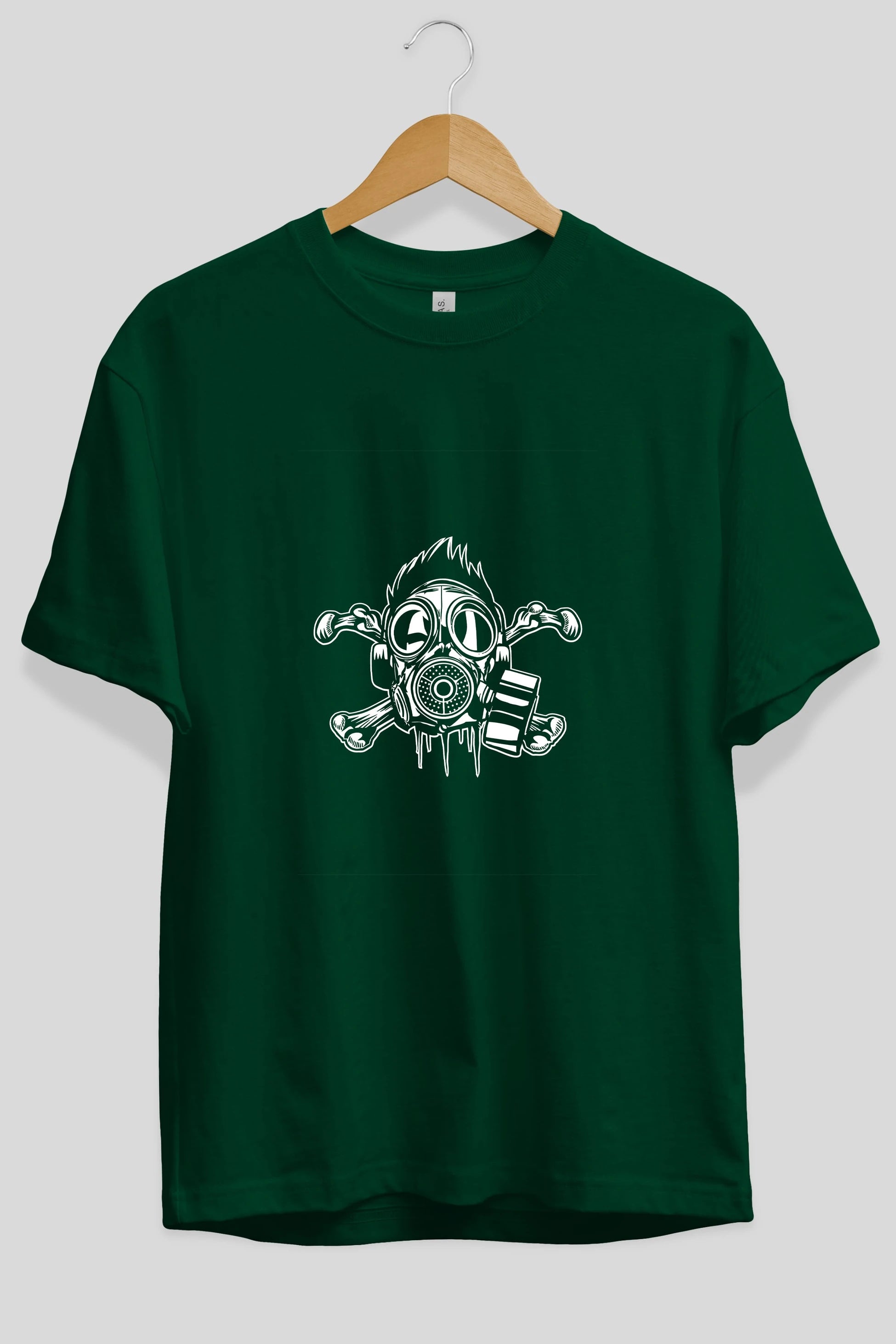 Cross Bones Gasmask Ön Baskılı Oversize t-shirt Erkek Kadın Unisex %100 Pamuk tişort