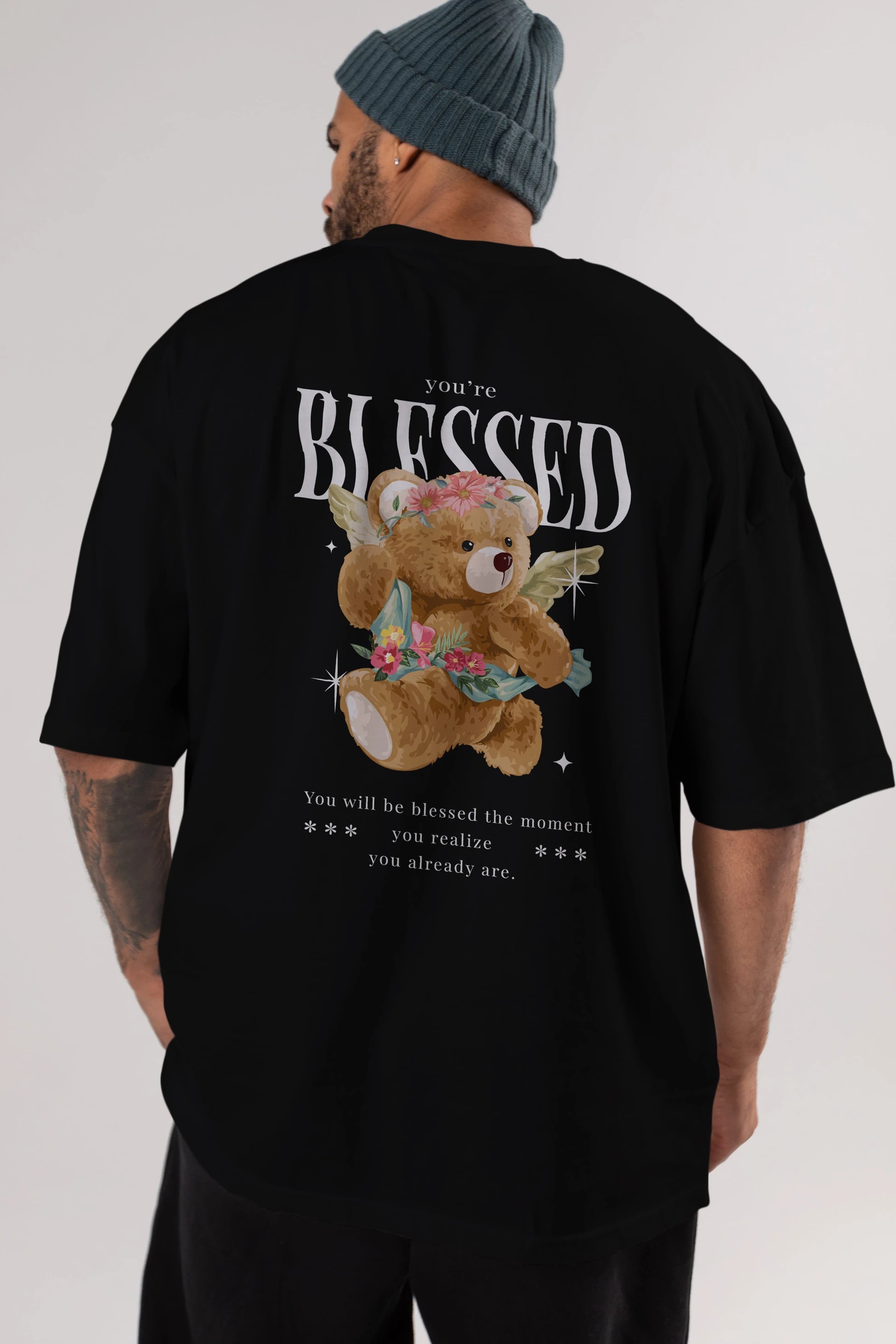 You are Blessed Bear Arka Baskılı Oversize t-shirt Erkek Kadın Unisex