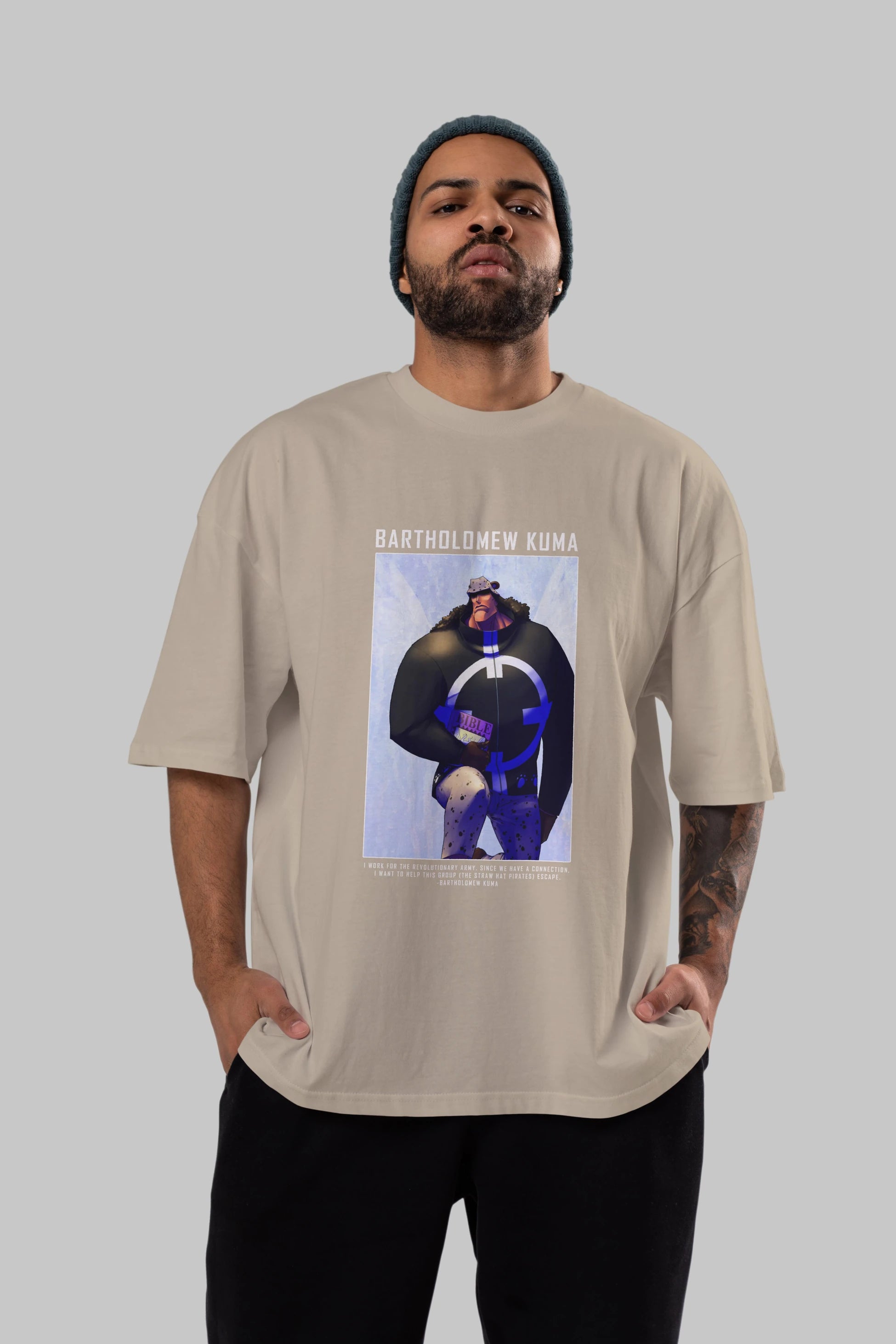 Bartholomew Kuma Anime Ön Baskılı Oversize t-shirt Erkek Kadın Unisex