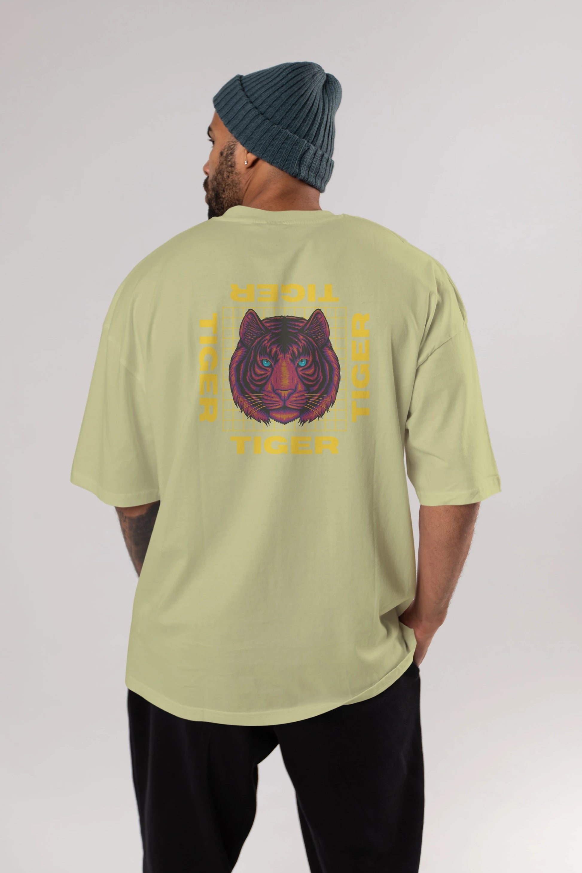 Tiger Yazılı Streetwear Arka Baskılı Oversize t-shirt Erkek Kadın Unisex