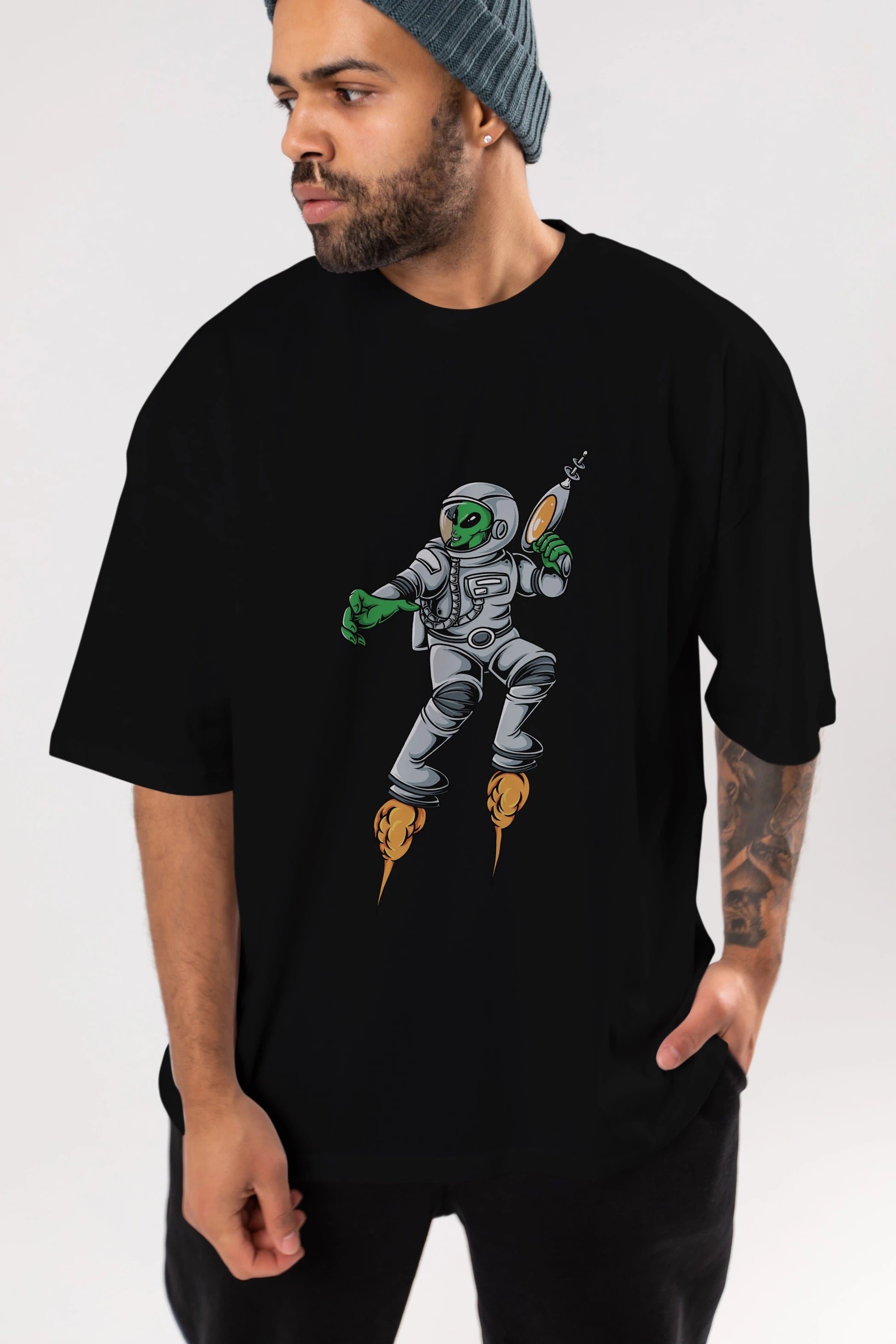 Alien Wars Ön Baskılı Oversize t-shirt Erkek Kadın Unisex