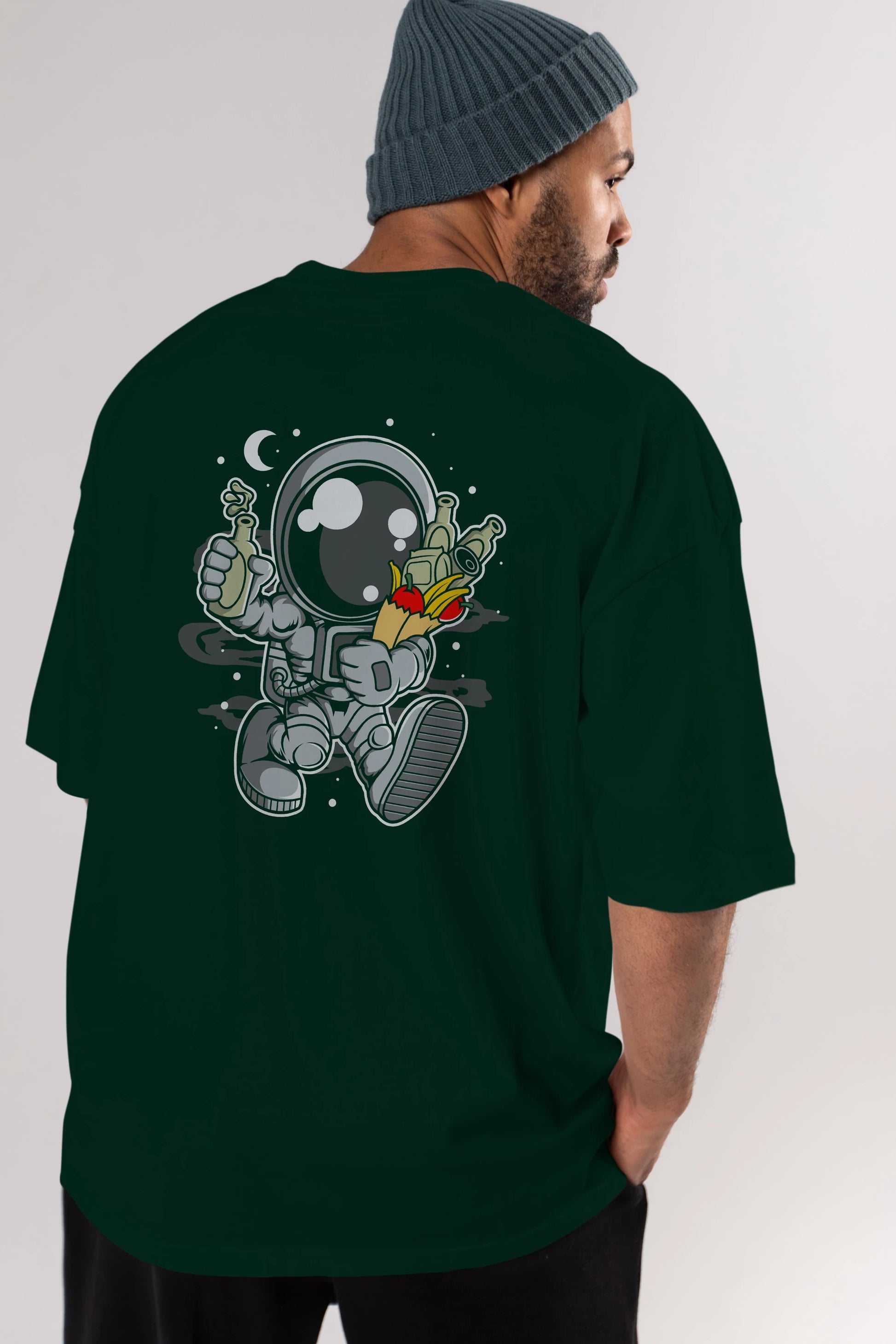 Astronaut Grochery Arka Baskılı Oversize t-shirt Erkek Kadın Unisex