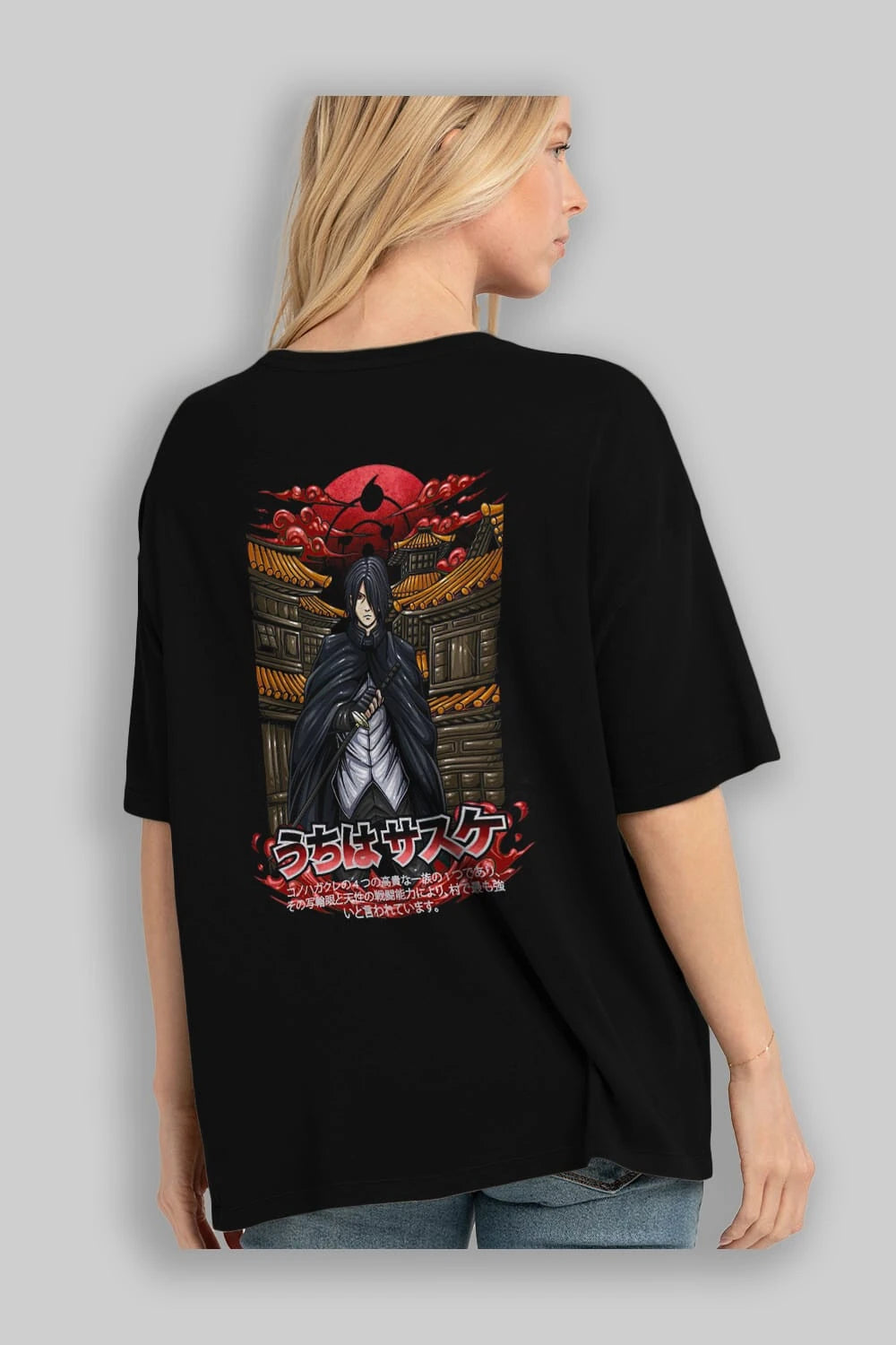 NARUTO SASUKE UCHIHA 1 Anime Arka Baskılı Oversize t-shirt Erkek Kadın Unisex