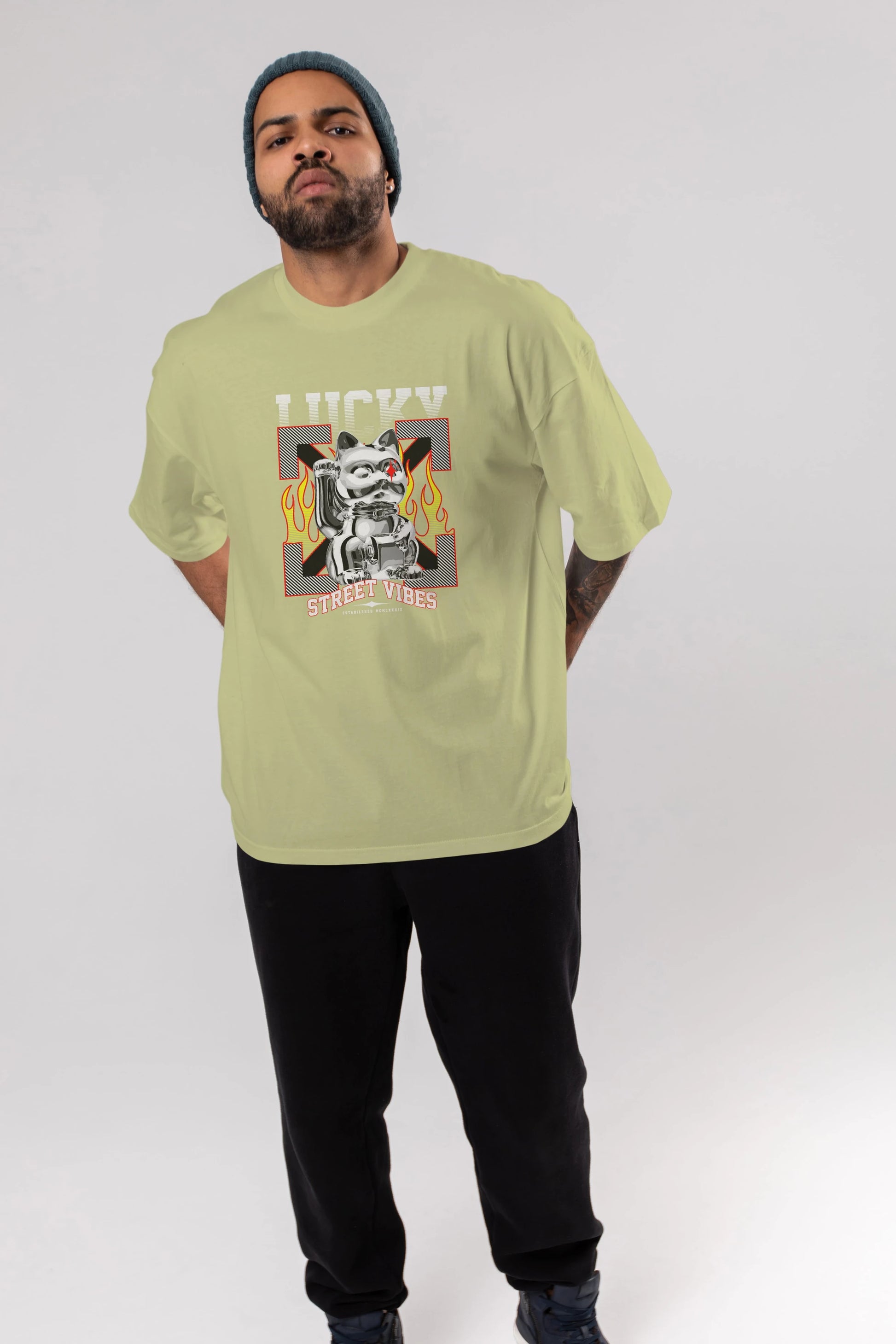Lucky Street Vibes Ön Baskılı Oversize t-shirt Erkek Kadın Unisex