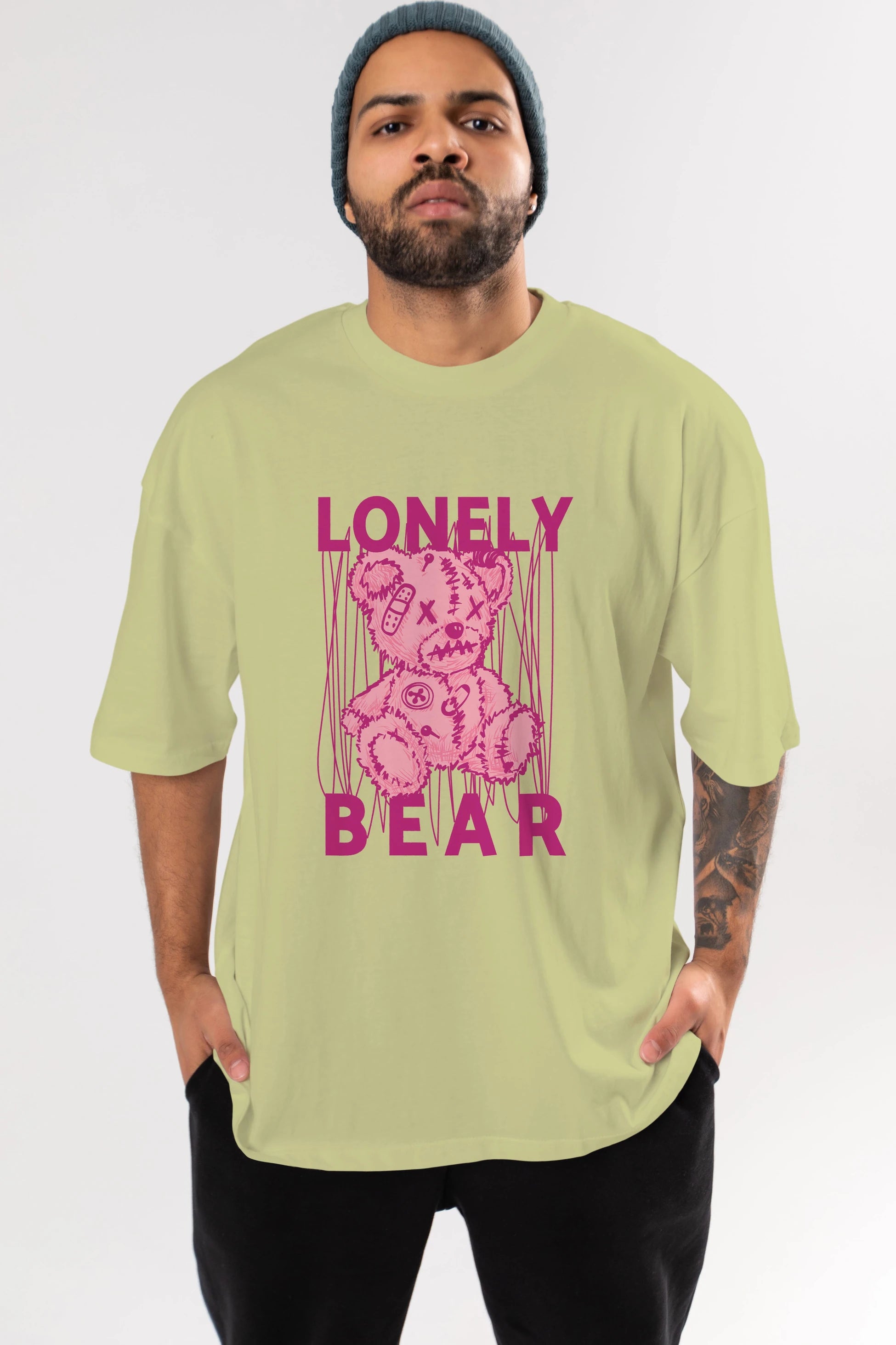 Lonely Bear Ön Baskılı Oversize t-shirt Erkek Kadın Unisex