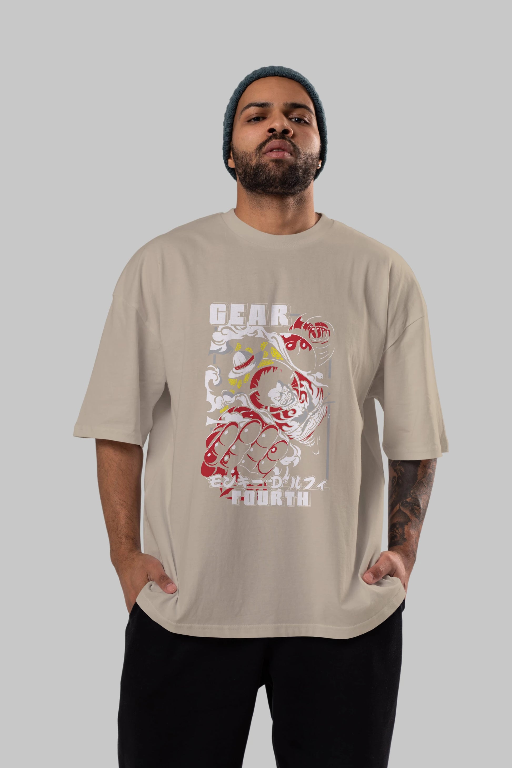 Luffy GEAR 4 Anime Ön Baskılı Oversize t-shirt Erkek Kadın Unisex