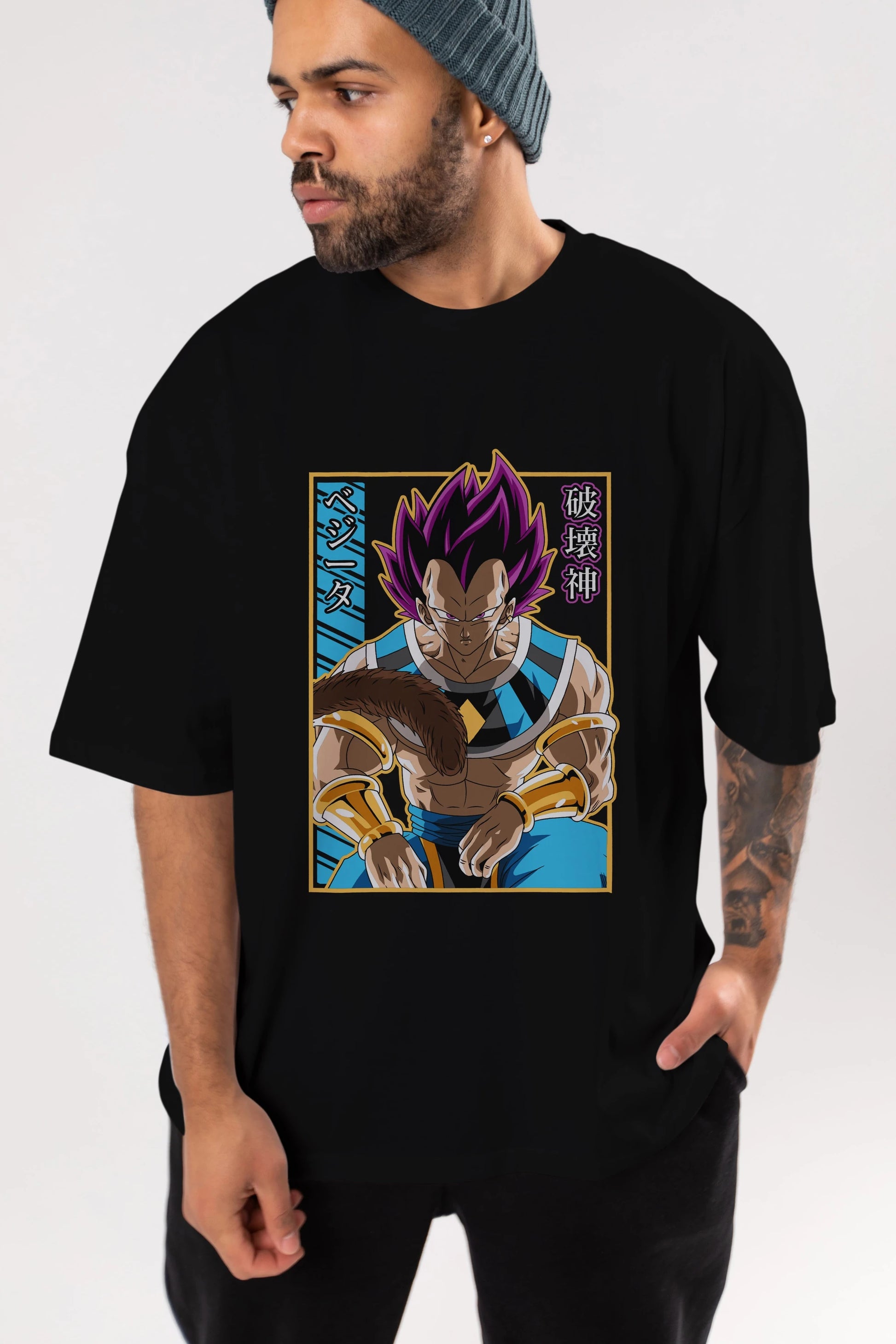 DragonBall VegetaHakaishin Anime Ön Baskılı Oversize t-shirt %100 pamuk Erkek Kadın Unisex