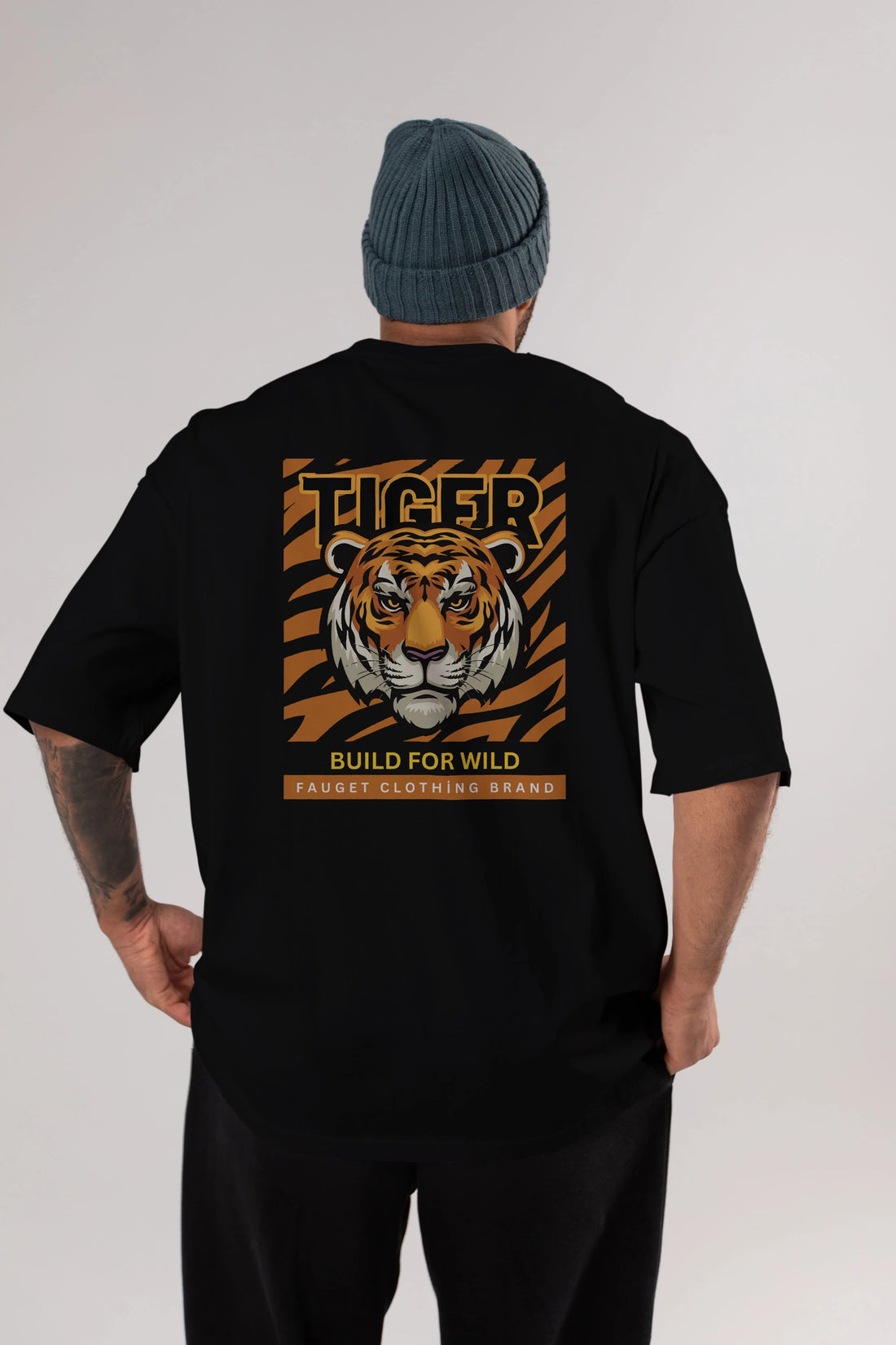 Tiger Arka Baskılı Oversize t-shirt Erkek Kadın Unisex
