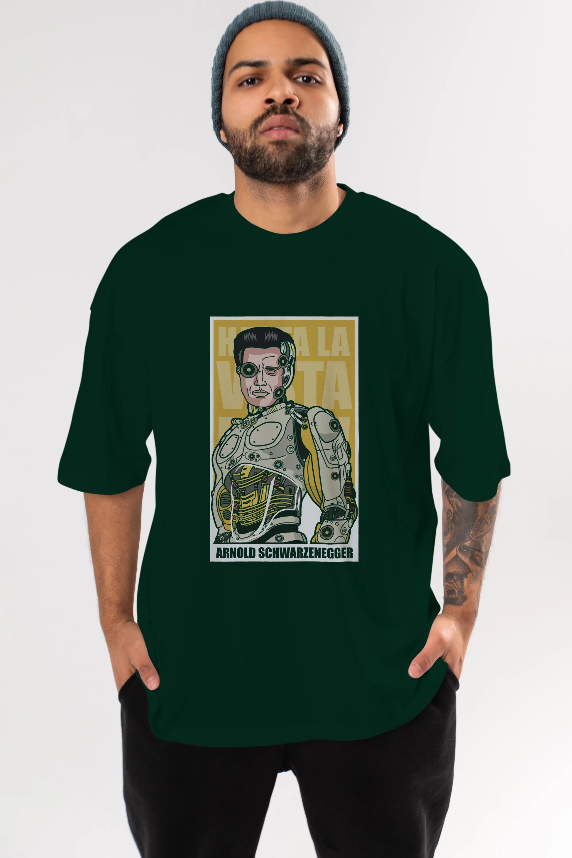 Arnold Robot Human Ön Baskılı Oversize t-shirt Erkek Kadın Unisex %100 Pamuk tişort