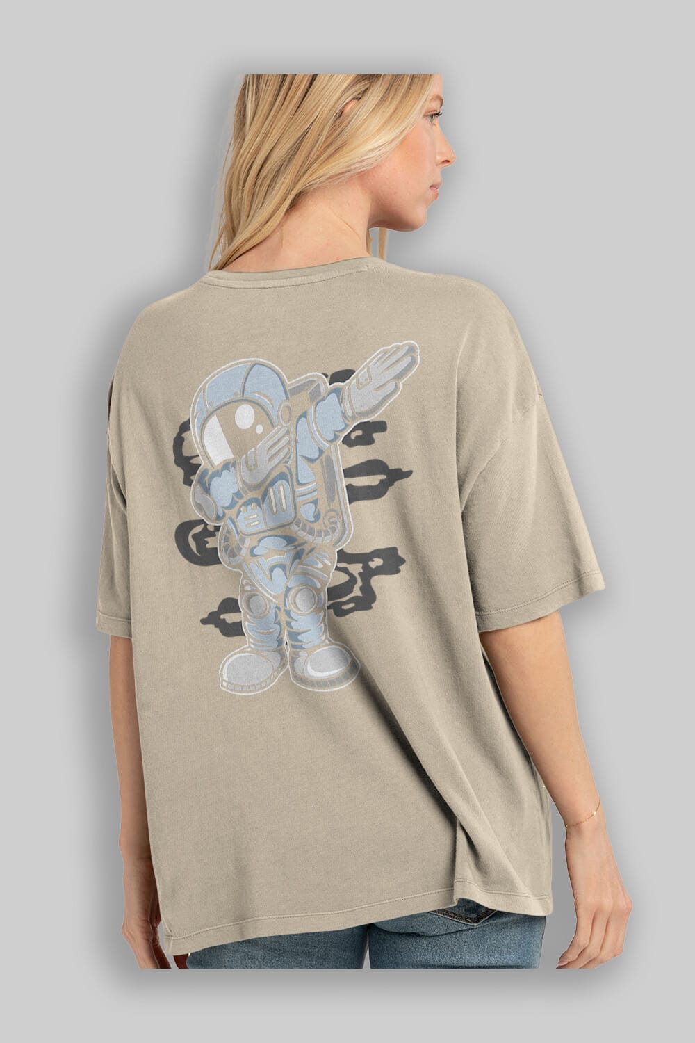 Astronaut Dab Arka Baskılı Oversize t-shirt Erkek Kadın Unisex