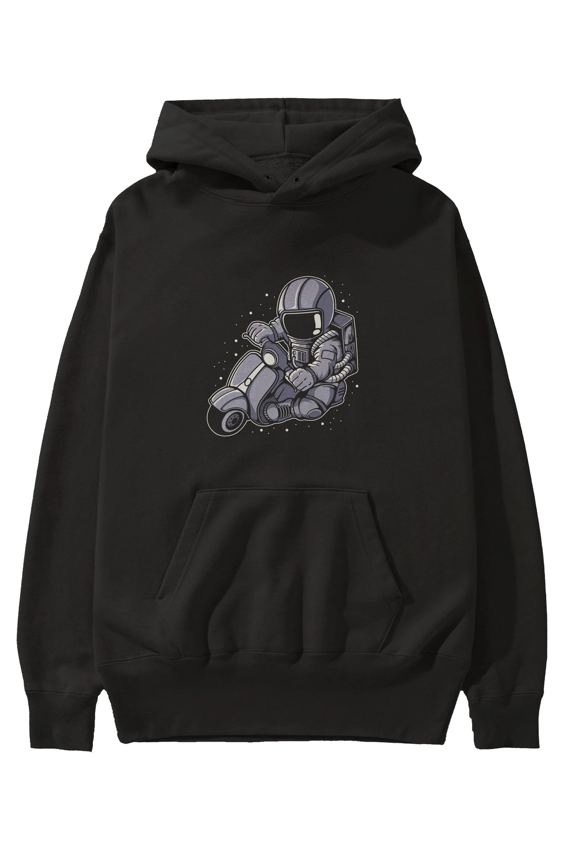 Astronaut Scooter (2) Ön Baskılı Hoodie Oversize Kapüşonlu Sweatshirt Erkek Kadın Unisex