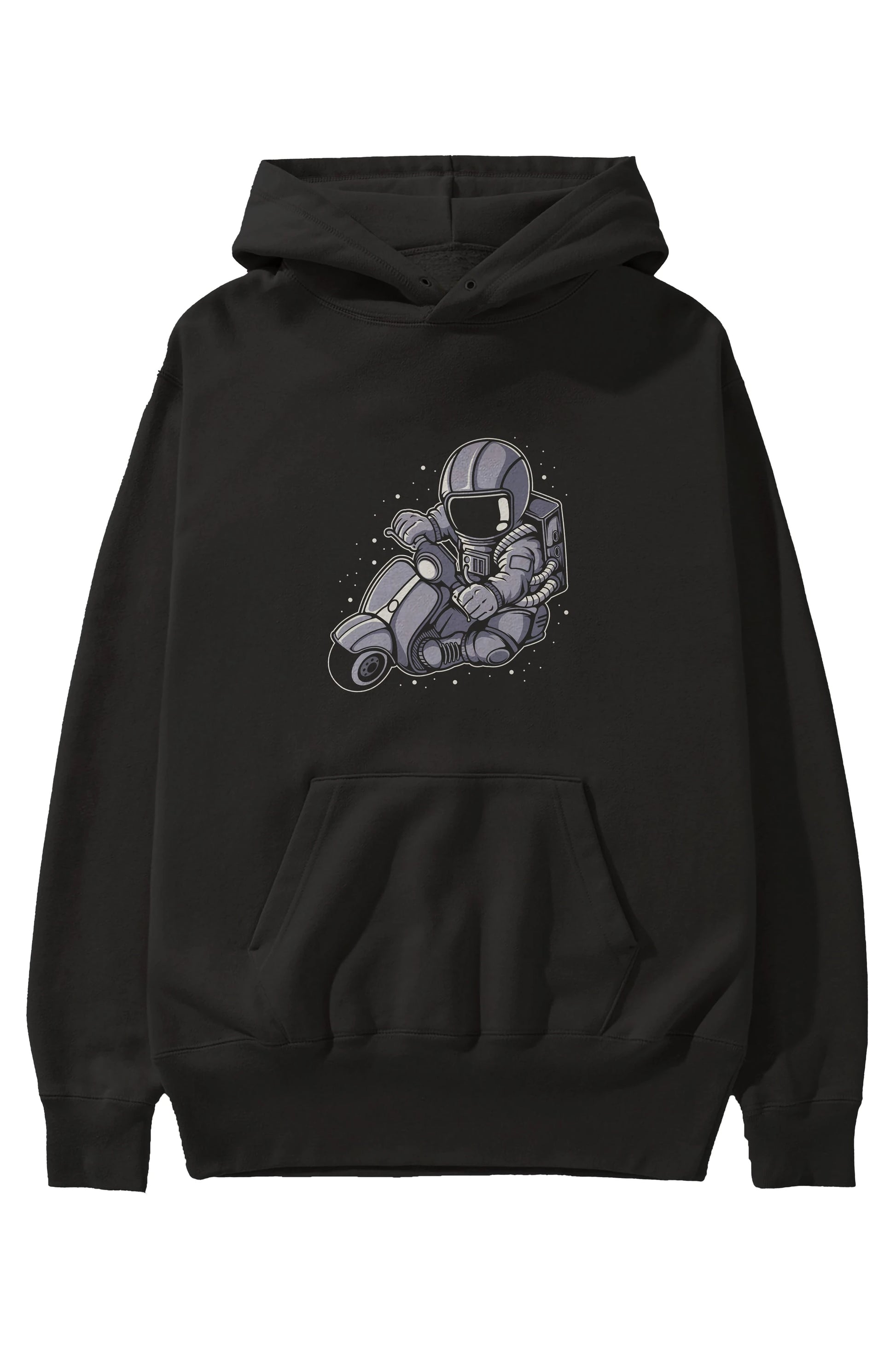 Astronaut Scooter (2) Ön Baskılı Hoodie Oversize Kapüşonlu Sweatshirt Erkek Kadın Unisex