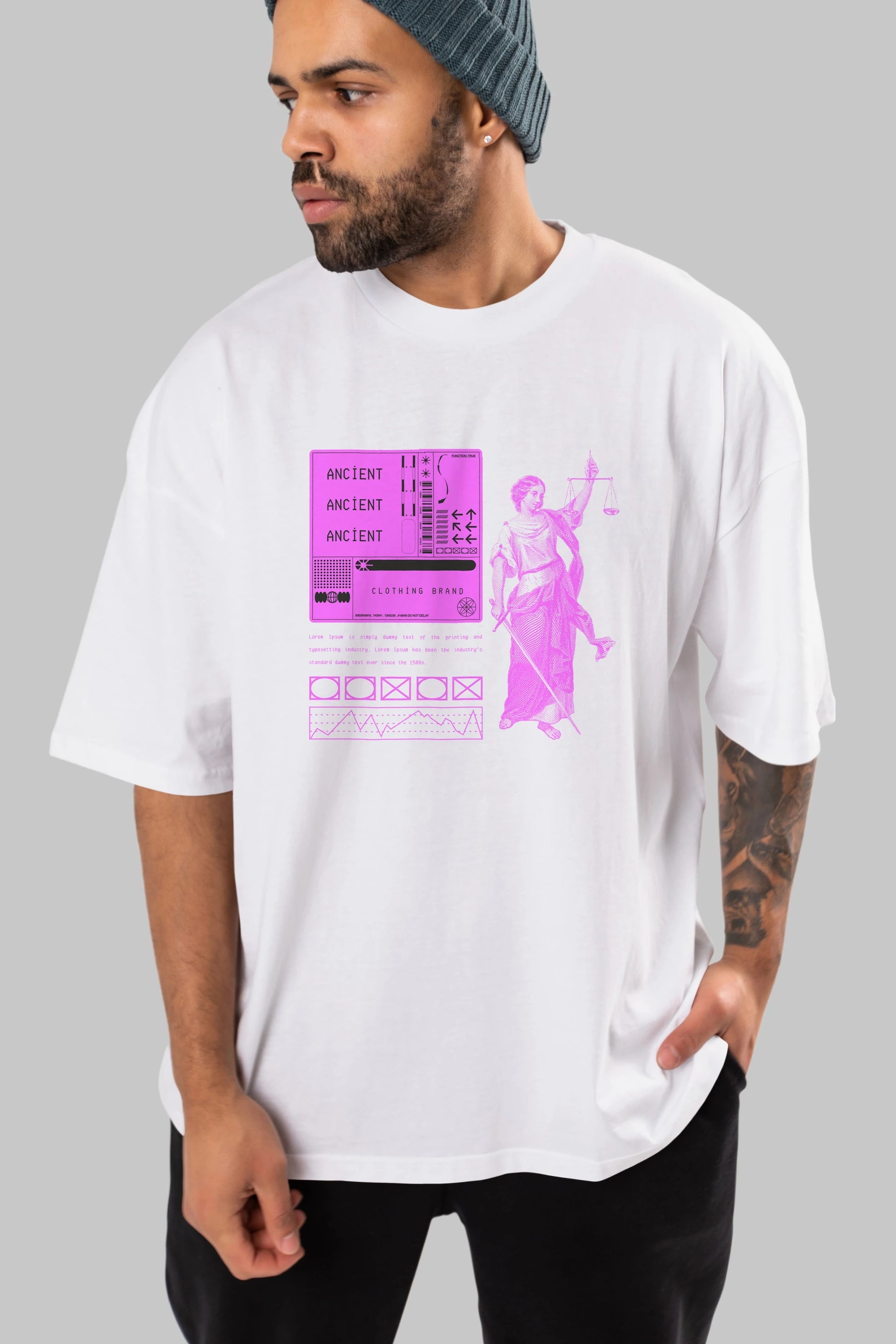 Ancient Streetwear Ön Baskılı Oversize t-shirt Erkek Kadın Unisex