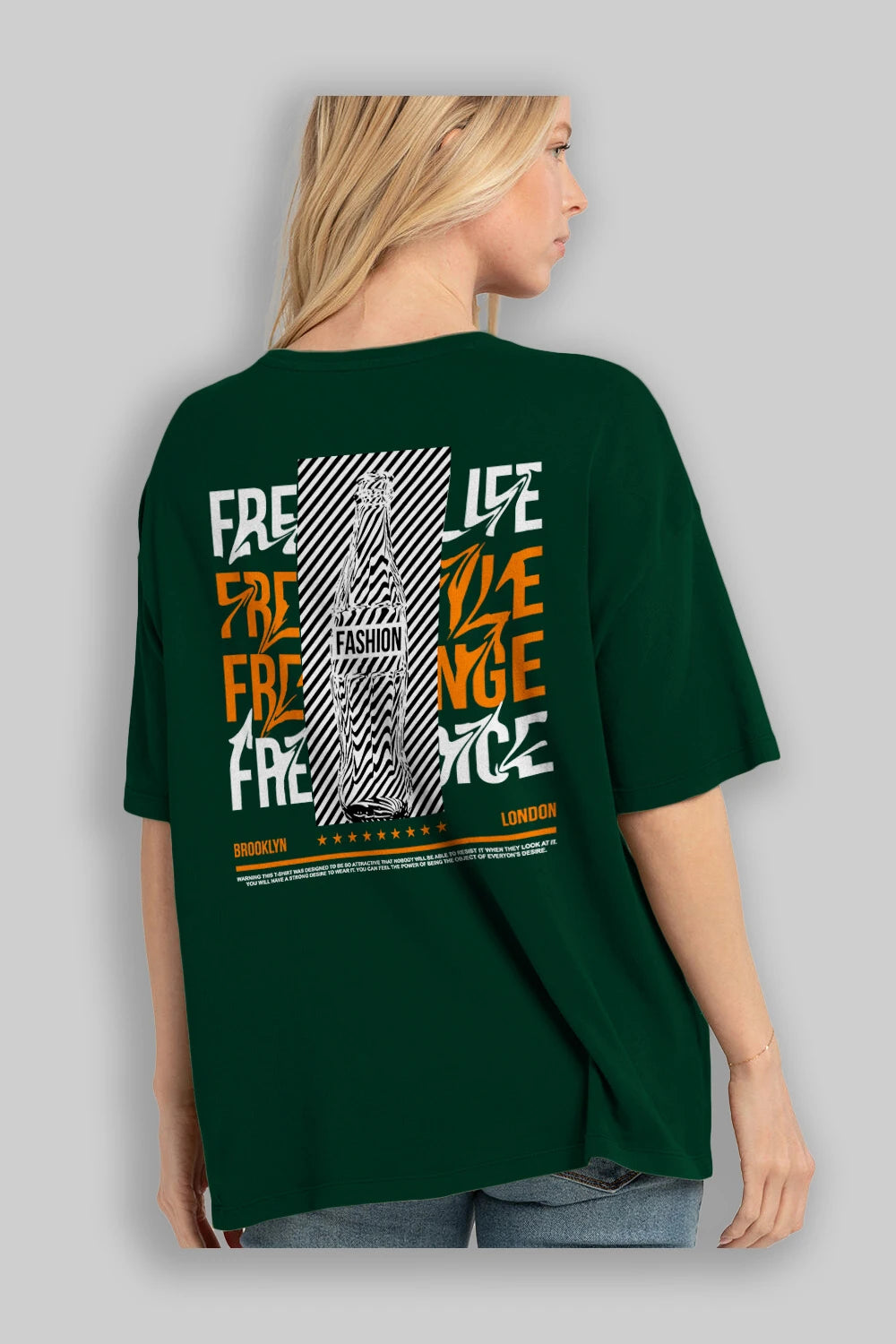 Freedom Life Arka Baskılı Oversize t-shirt Erkek Kadın Unisex