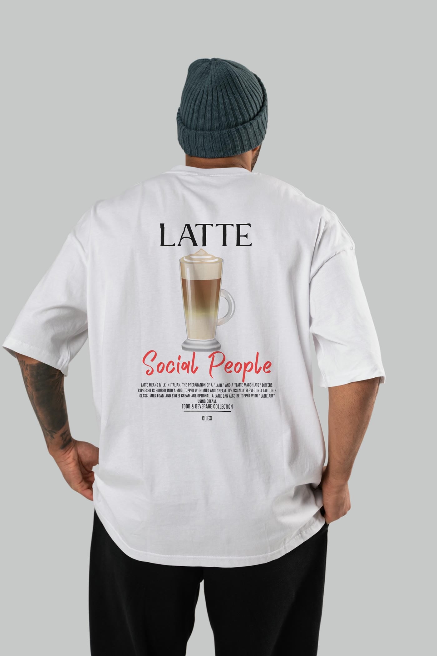 Latte Kokteyl Serisi Baskılı Oversize t-shirt Erkek Kadın Unisex %100 Pamuk Bisiklet Yaka tişort