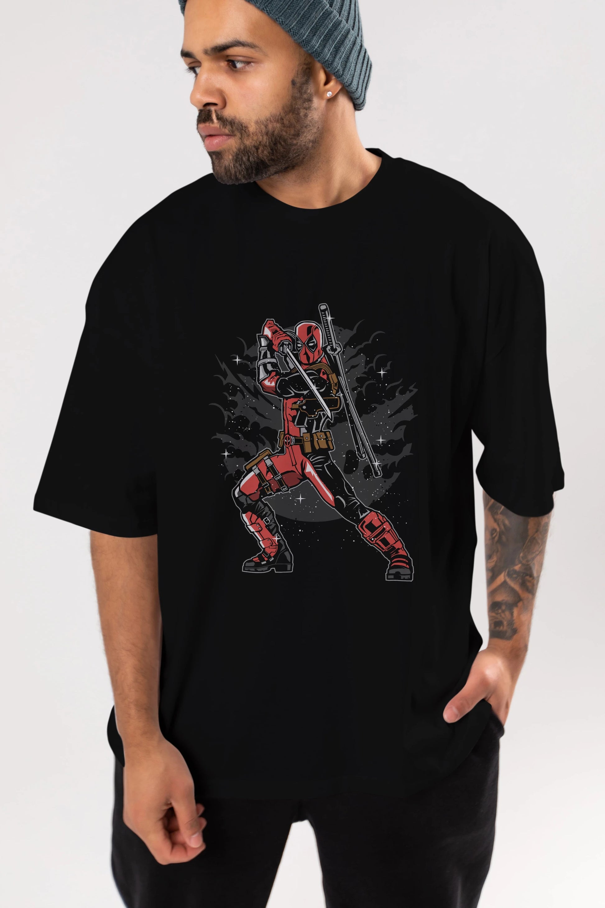 Deadpool Ön Baskılı Oversize t-shirt Erkek Kadın Unisex %100 Pamuk tişort