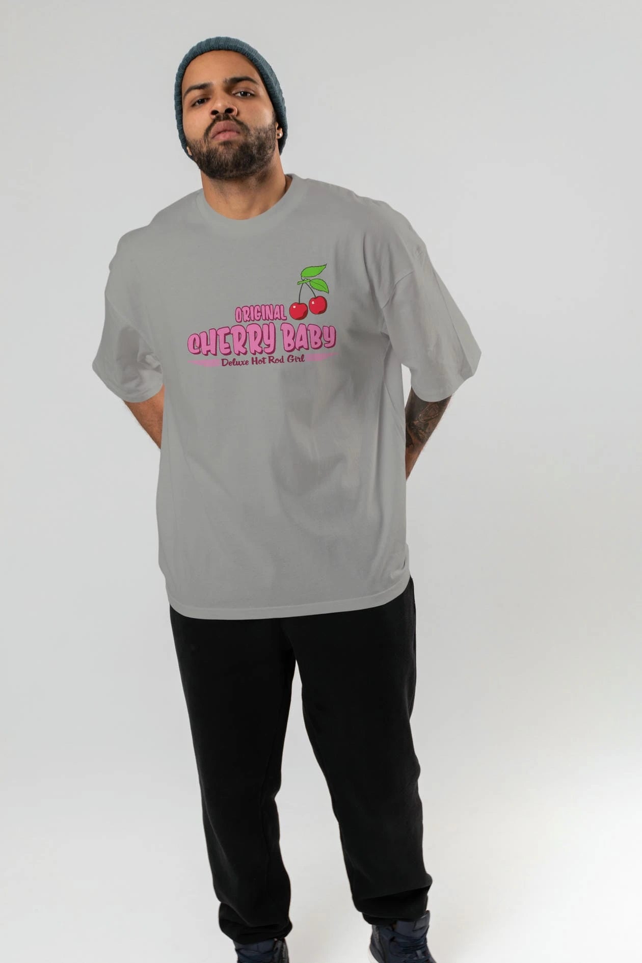 Cherry Baby Ön Baskılı Oversize t-shirt Erkek Kadın Pamuk Bisiklet Yaka tişort