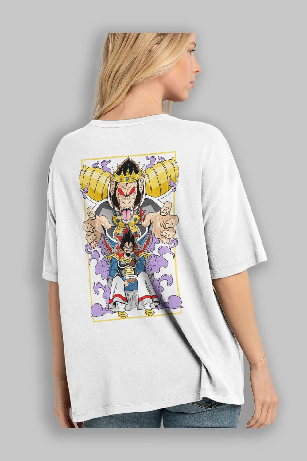 DragonBall ReyVegeta Anime Arka Baskılı Oversize t-shirt Erkek Kadın Unisex