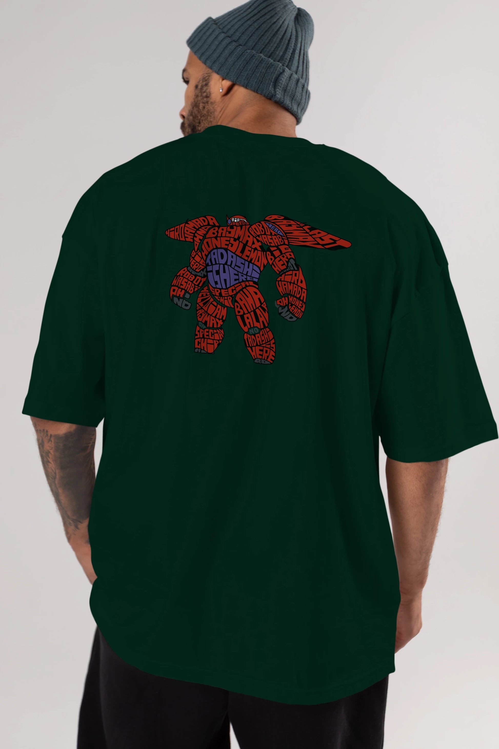Baymax Arka Baskılı Oversize t-shirt %100 pamuk Erkek Kadın Unisex